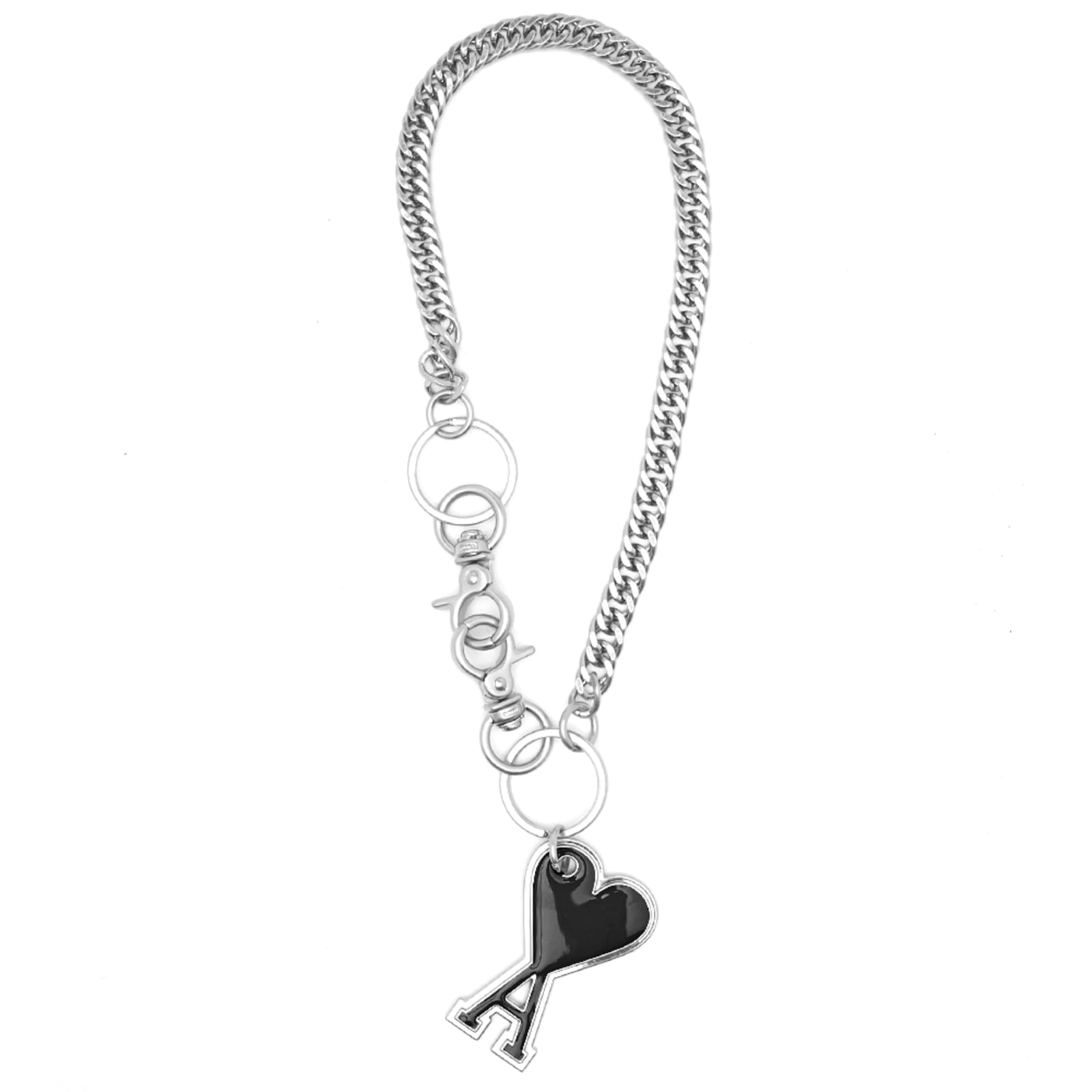 AMI Small A Heart Keyring - Black