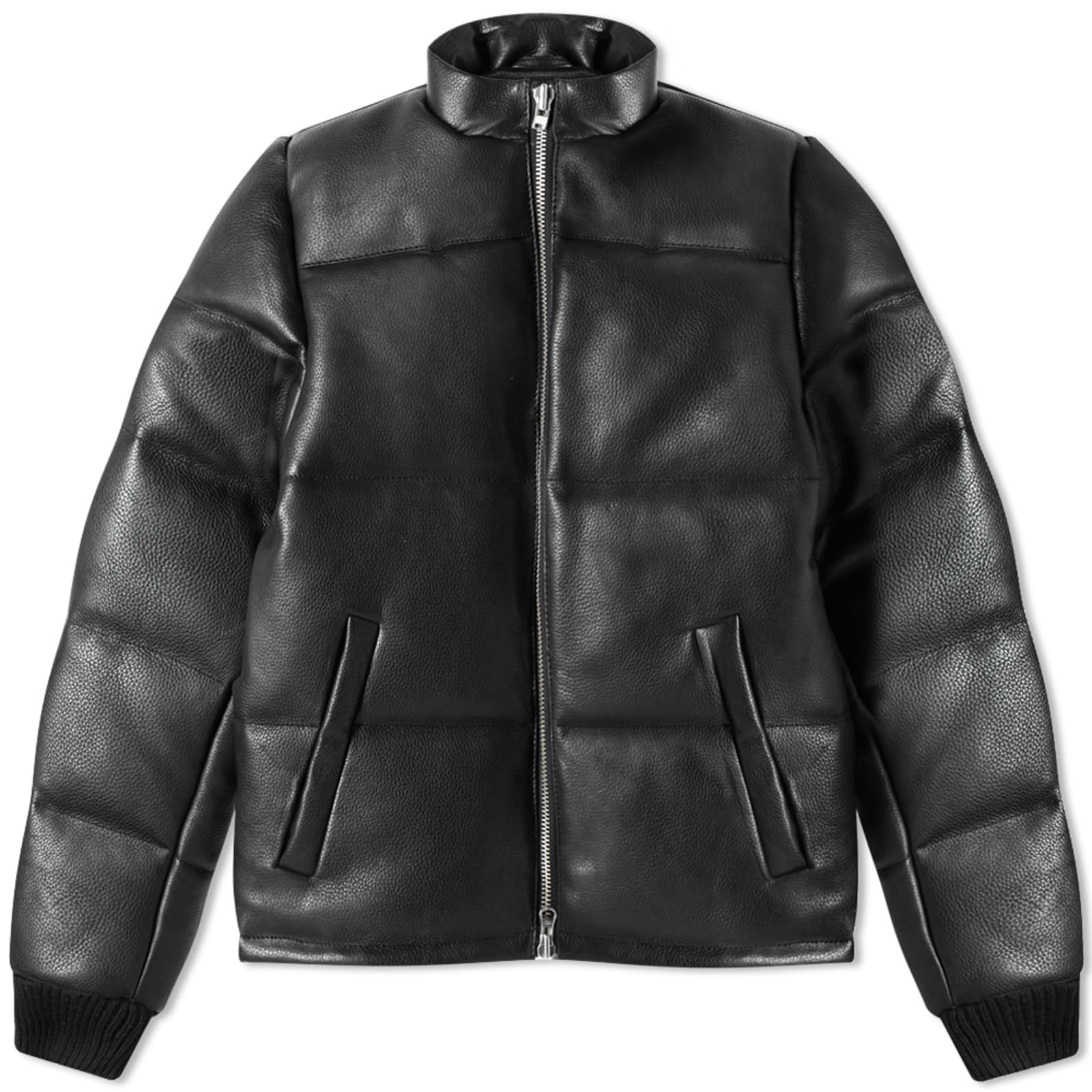 Down filled black leather bubble jacket Clearance