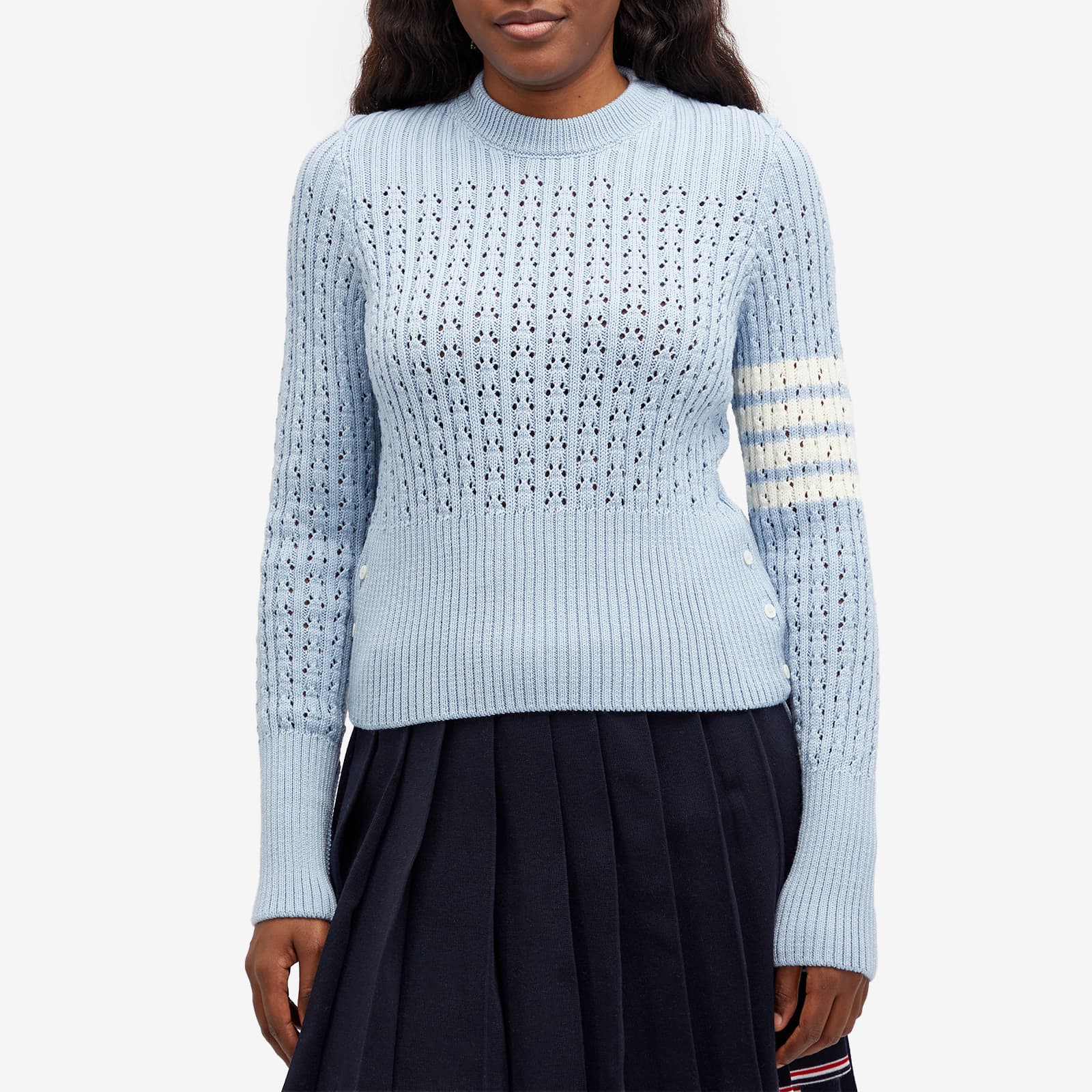 Thom Browne Pointelle Rib Stitch Wool Jumper Light Blue END (US)