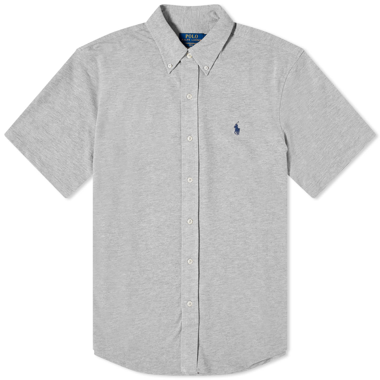 Polo Ralph Lauren Short Sleeve Button Down Pique Shirt - Andover Heather