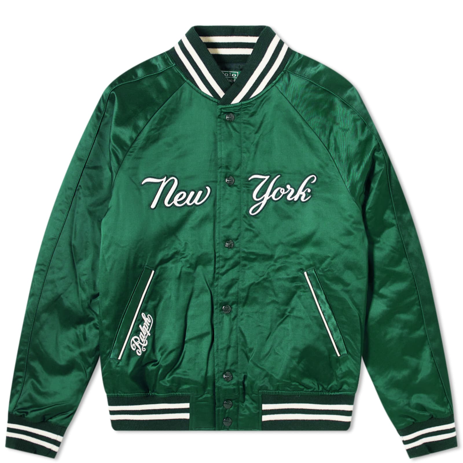 Polo Ralph Lauren NY Yankees Satin Baseball Jacket Green END. (GB)