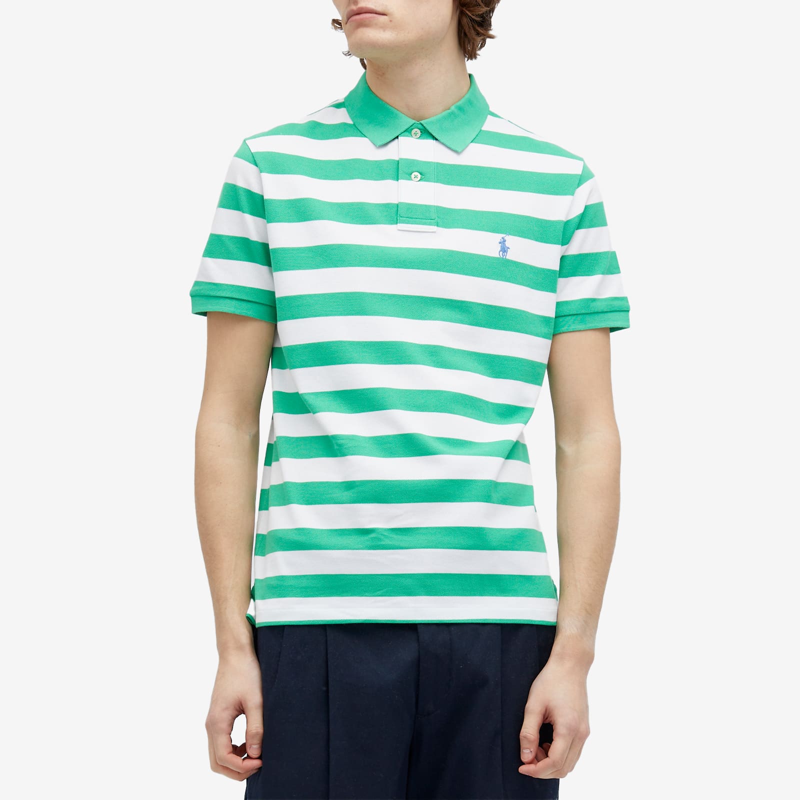 Polo Ralph Lauren Bold Stripe Polo Shirt - Classic Kelly & White