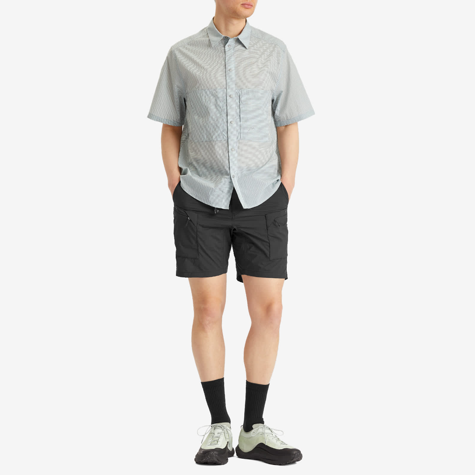 CAYL Check 2 Pocket Short Sleeve Shirt - Light Grey