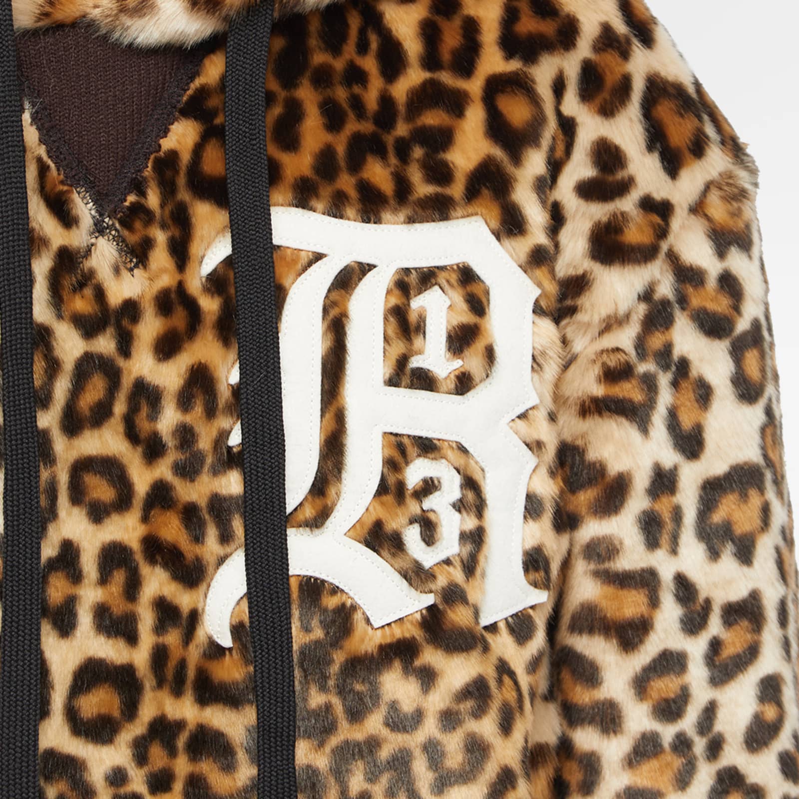 R13 Oversized Faux Fur Hooded Jacket Leopard END.