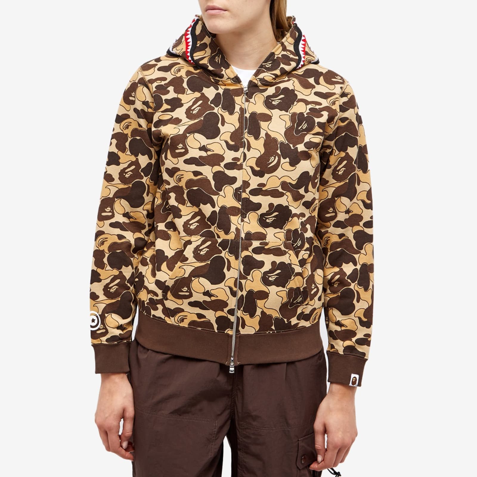 A Bathing Ape Cookie Camo 2 Shark Full Zip Hoodie Brown END. (BE)
