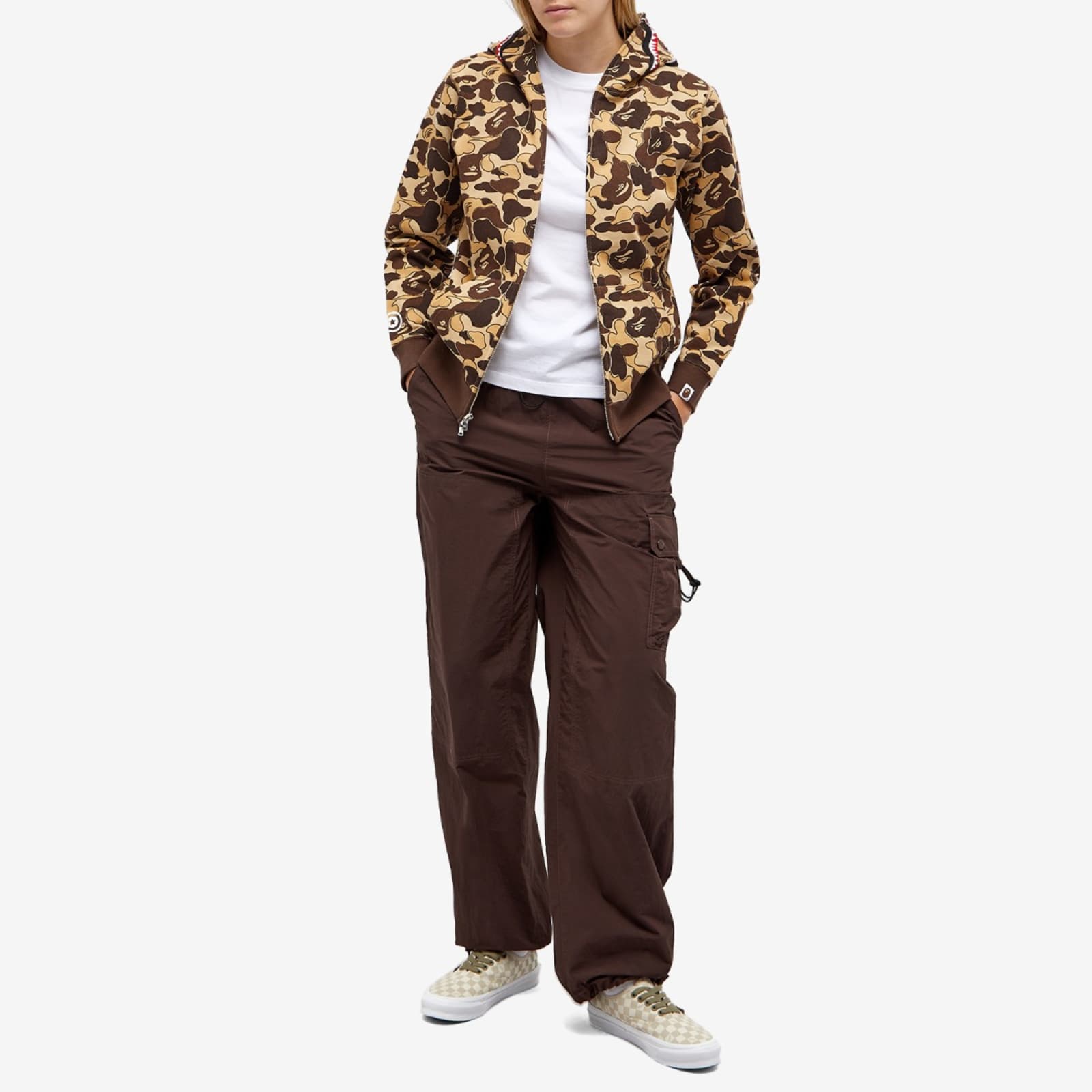 A Bathing Ape Cookie Camo 2 Shark Full Zip Hoodie Brown END. (BE)