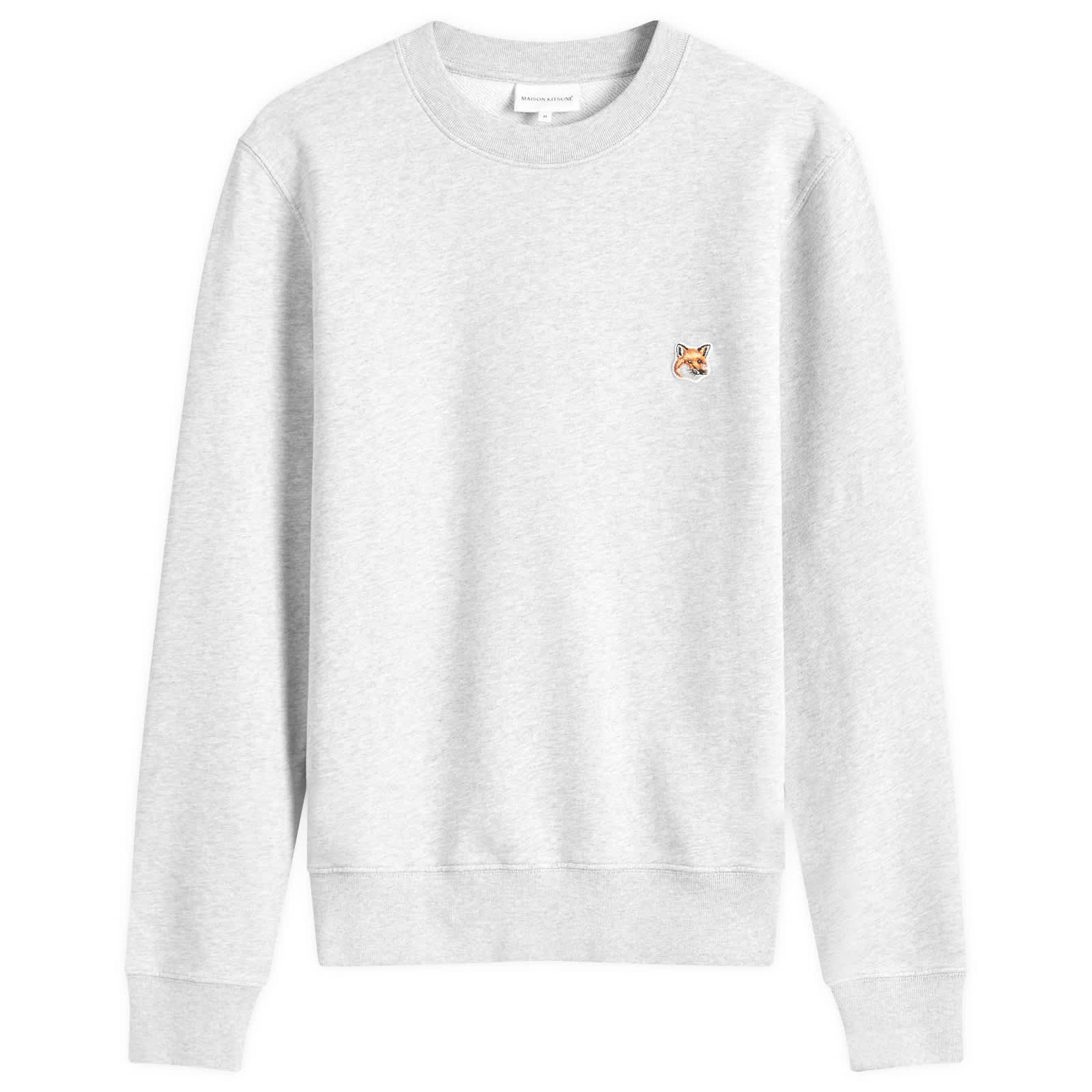Maison Kitsune Fox Head Patch Crew Sweat - Light Grey Melange