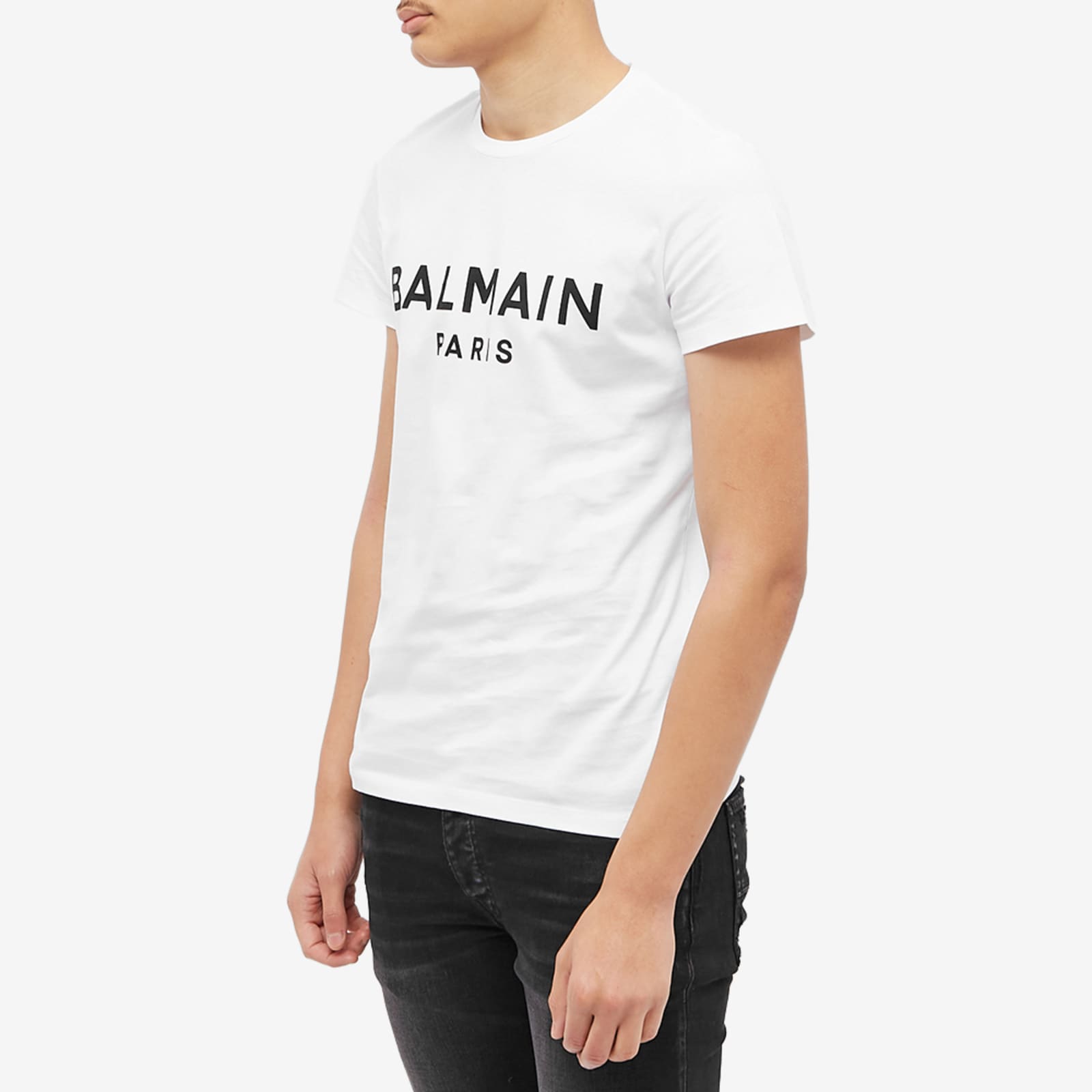 thumbnail image 2 of Balmain Paris Style T-Shirt - Black Graphic Print Short Sleeve - Men's Size L - Gildan 5000 2 of 4