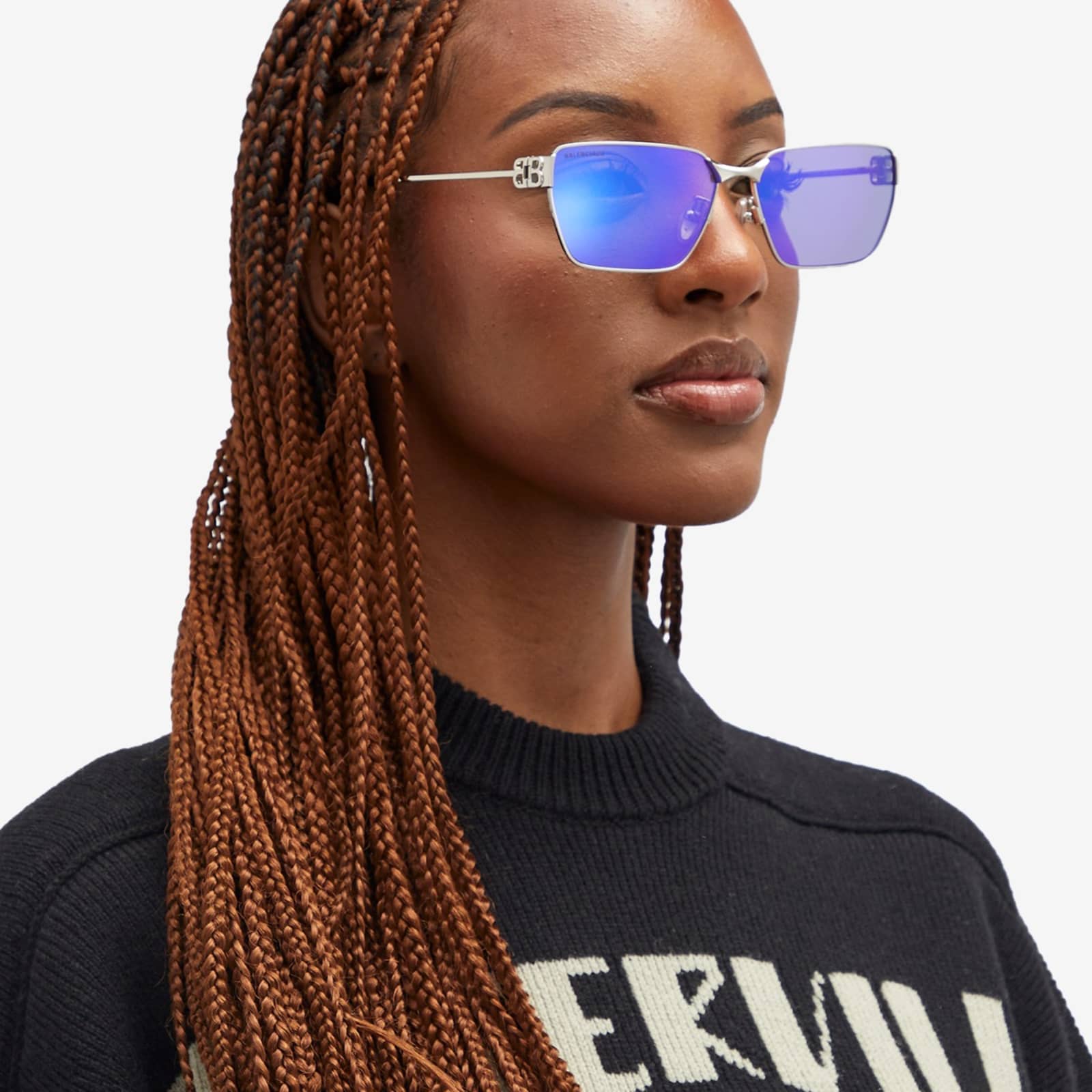Balenciaga BB0374SK Sunglasses - Shiny Silver Violet