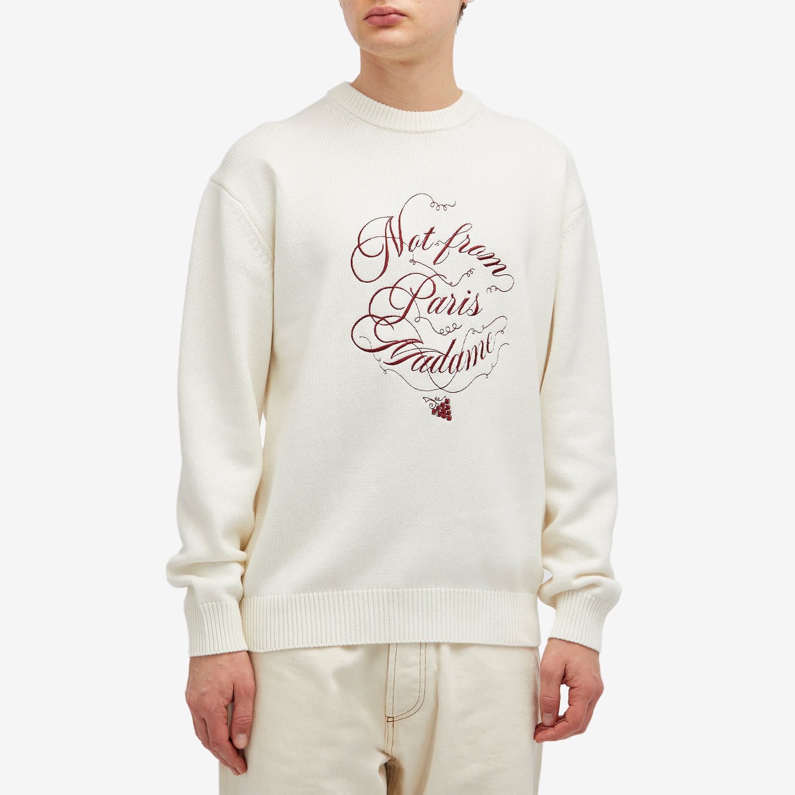 Drôle de Monsieur Not From Paris Madame Caligraphy Crew Knit