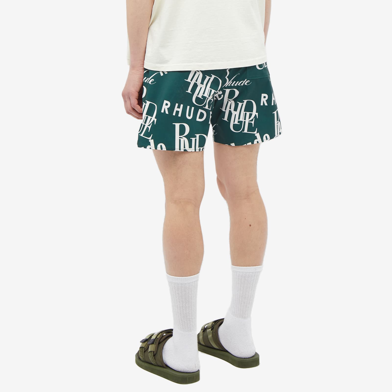 Rhude Logomania Swim Shorts - Forest & Cream