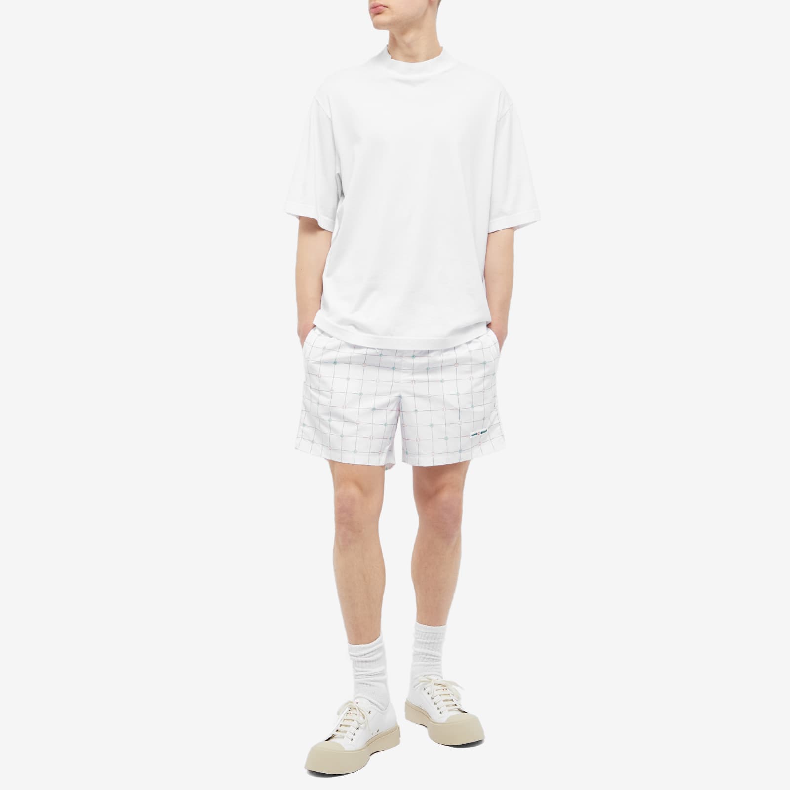 Casablanca Tennis Check Swim Shorts White, Green & Red END.