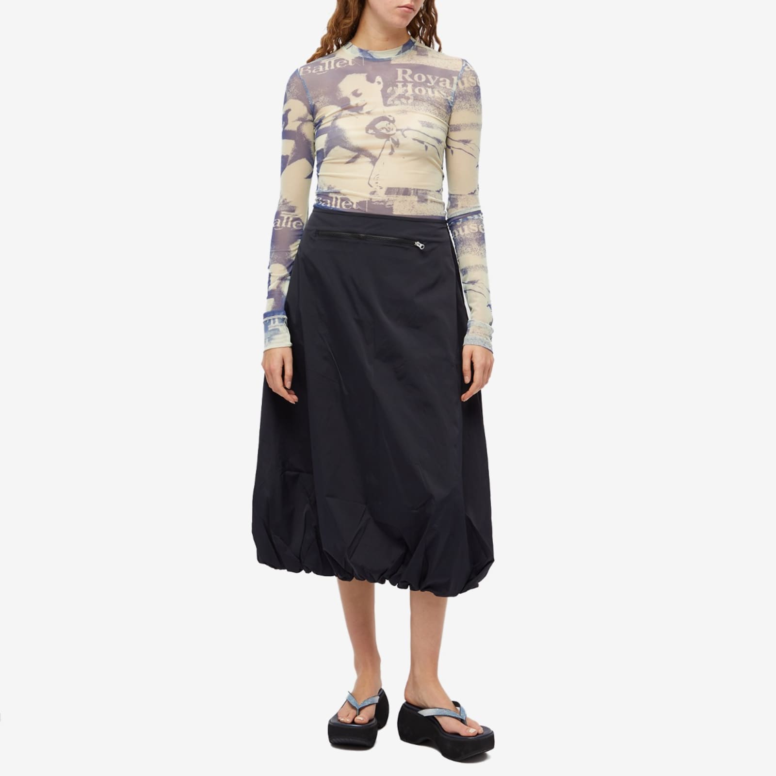 The Open Product Nylon String Skirt Black Navy END. (US)