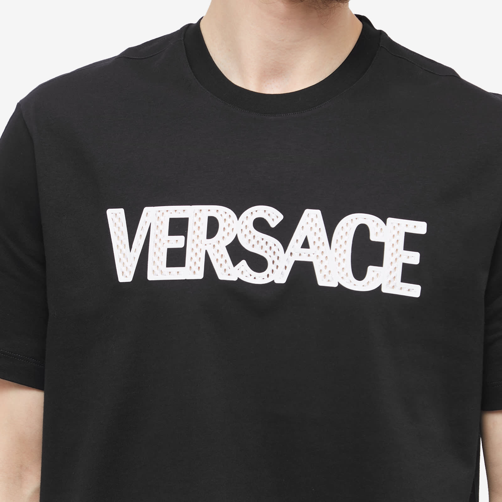 Versace jeans crew neck logo t shirt black clearance