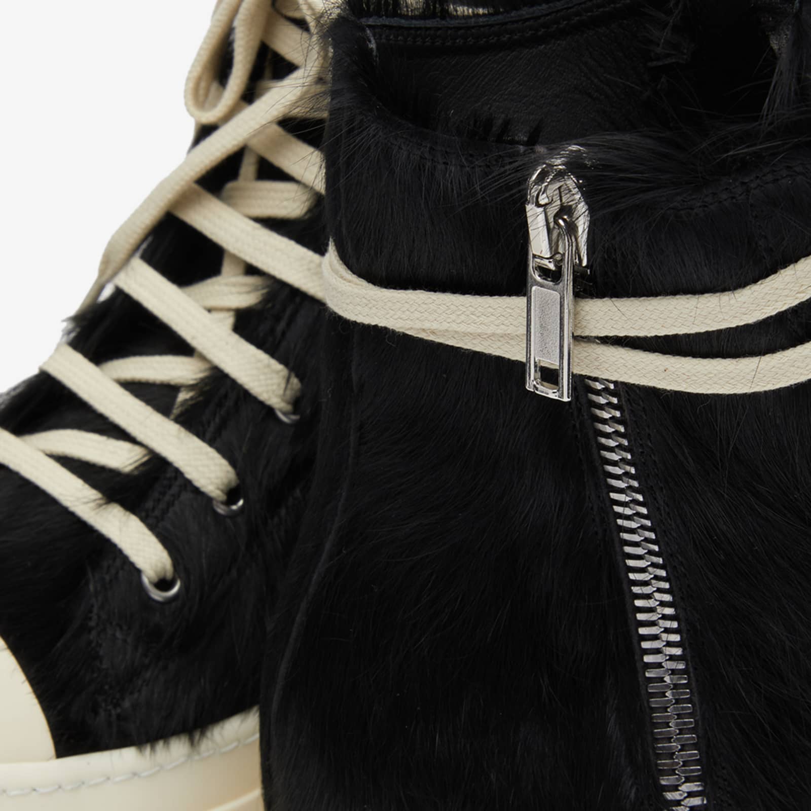 Rick Owens Pony Hair High Sneaker Black & Milk END.
