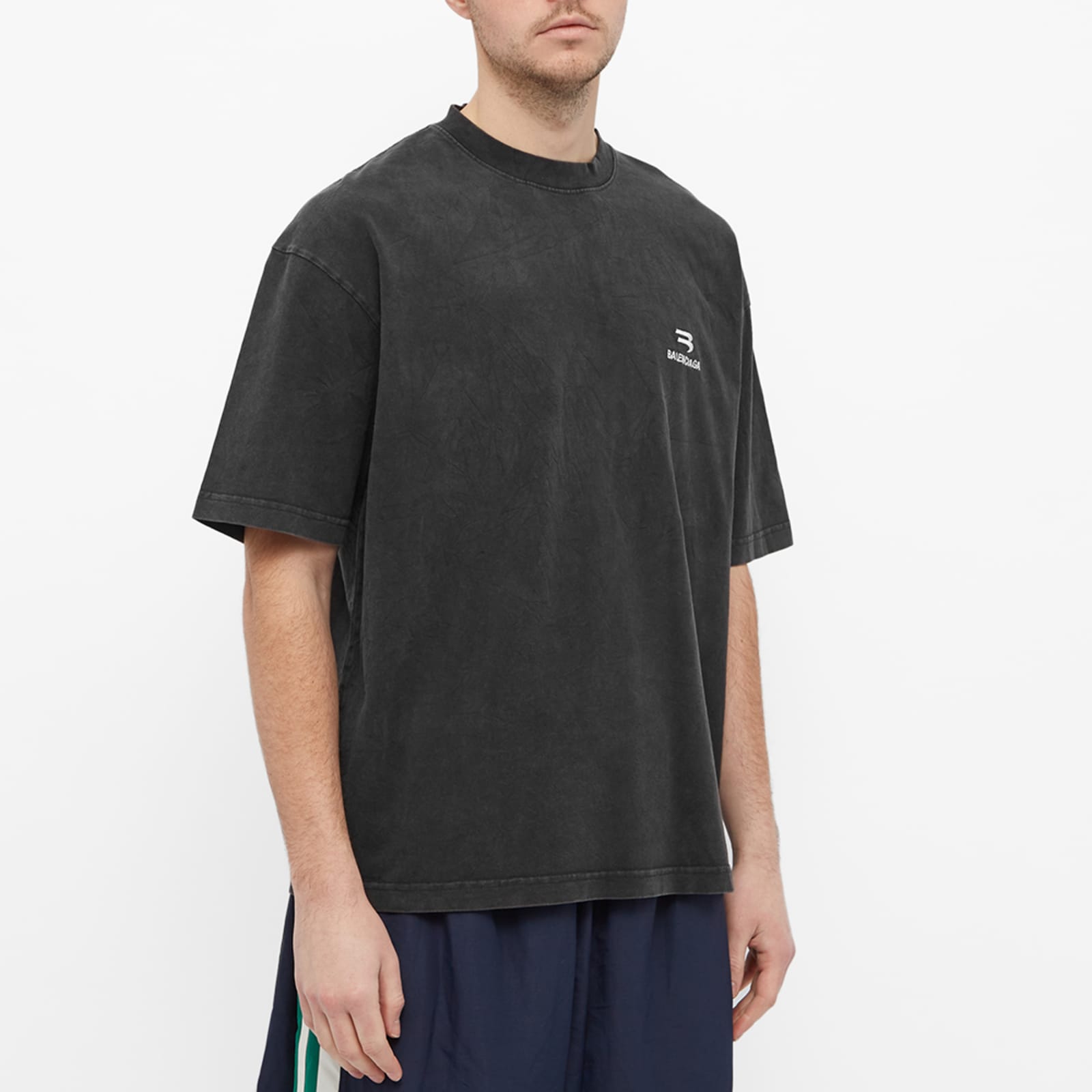 Balenciaga Washed Monogram Logo T-Shirt - Black & White