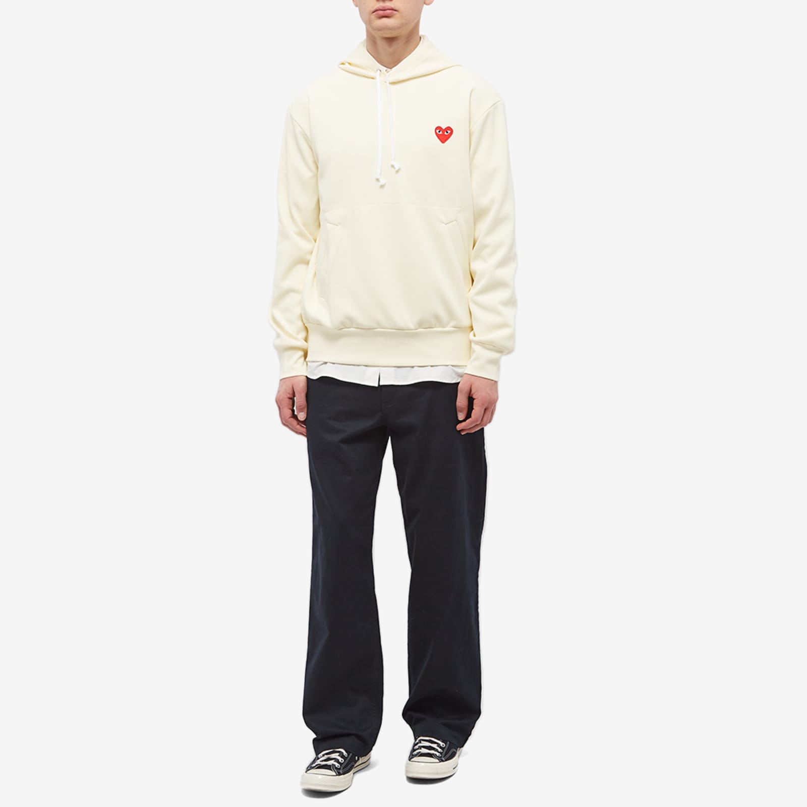 Comme des Garçons Play Red Heart Pullover Hoodie - Ivory