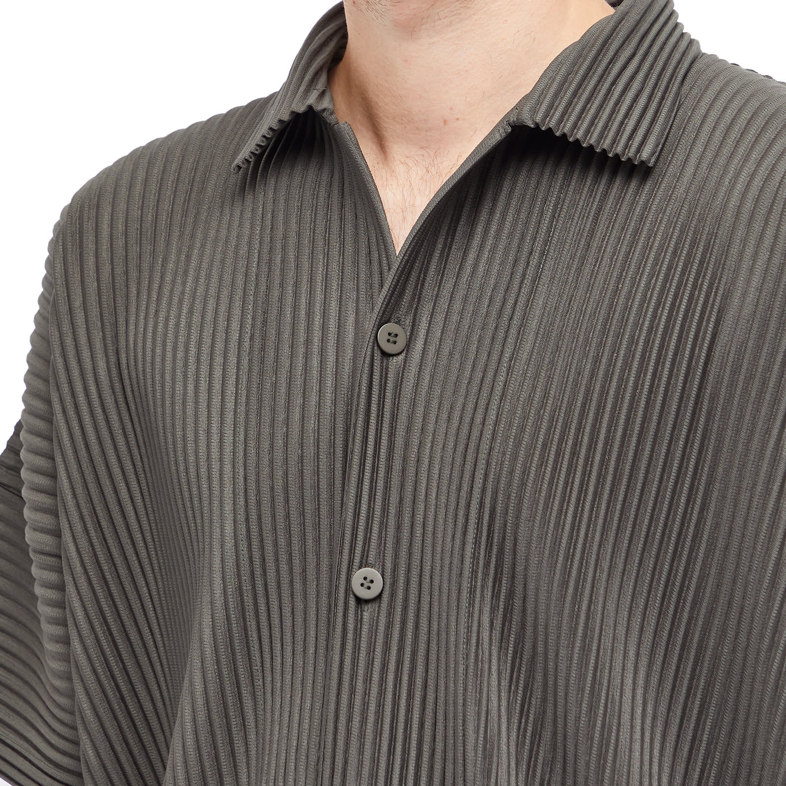 Homme Plissé Issey Miyake Pleated Short Sleeve Shirt Ebony Khaki | END ...