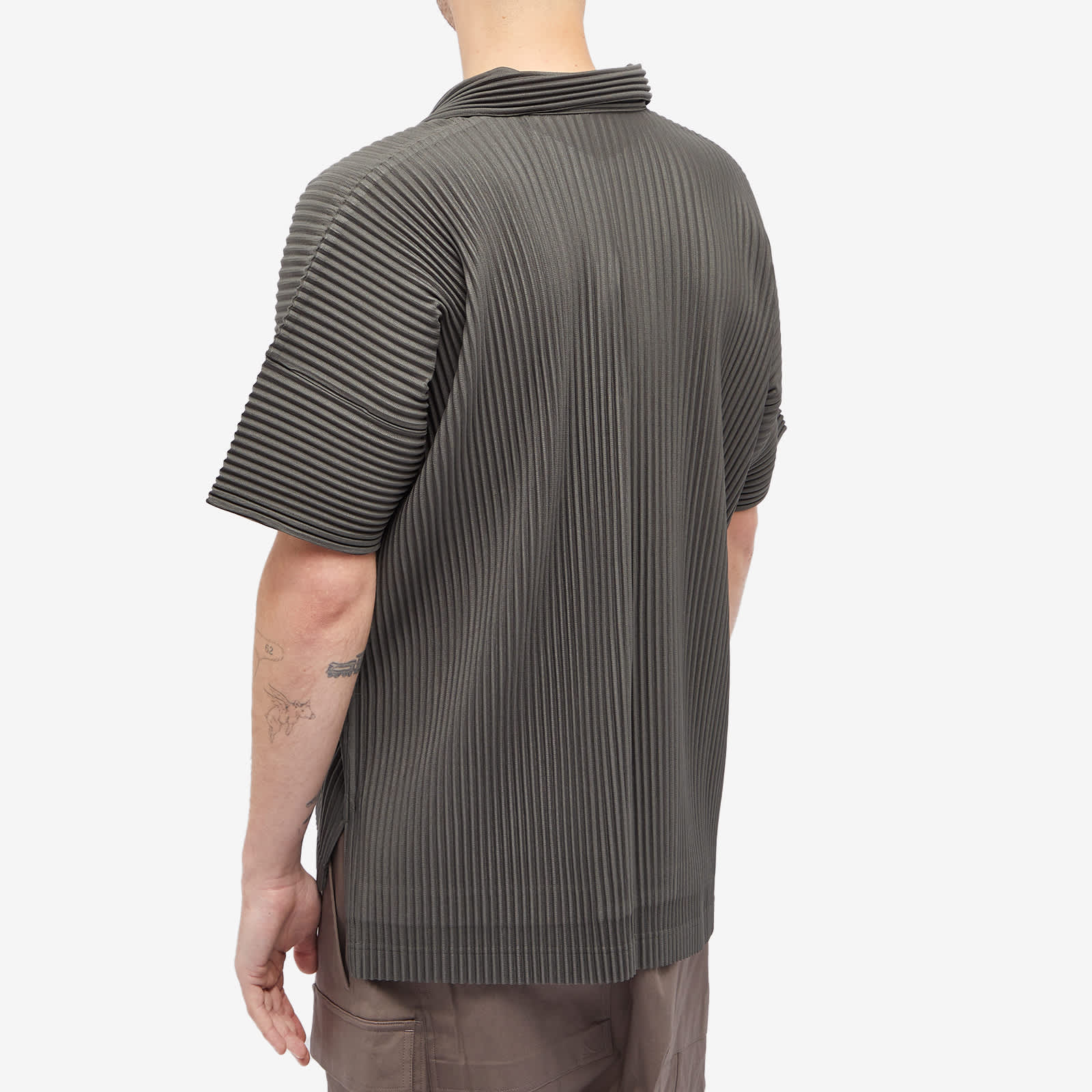 Homme Plissé Issey Miyake Pleated Short Sleeve Shirt Ebony Khaki | END ...