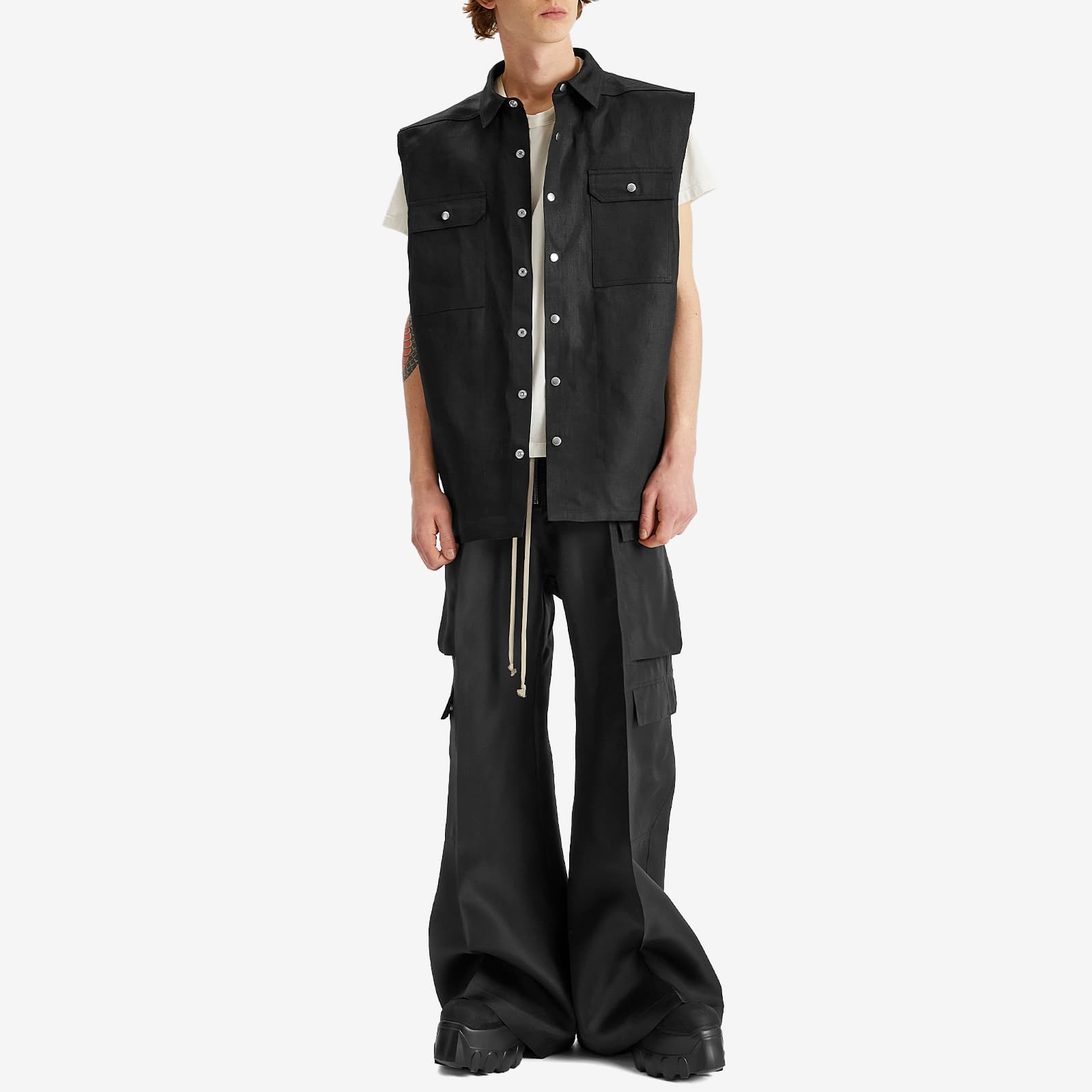 Rick Owens Silk Gazar Cargobelas - Black
