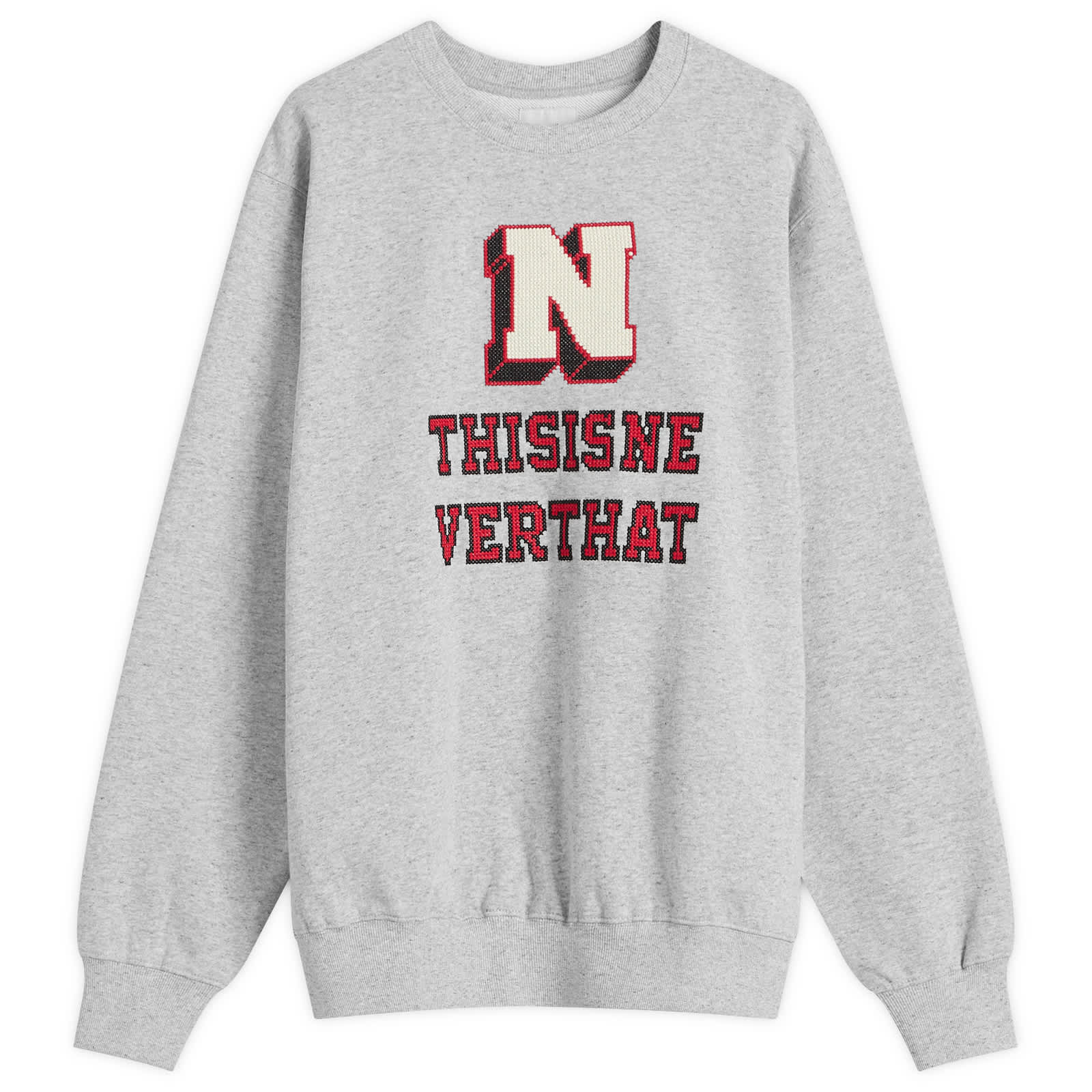 thisisneverthat Cross Stitched Crew Sweatshirt - Grey Heather