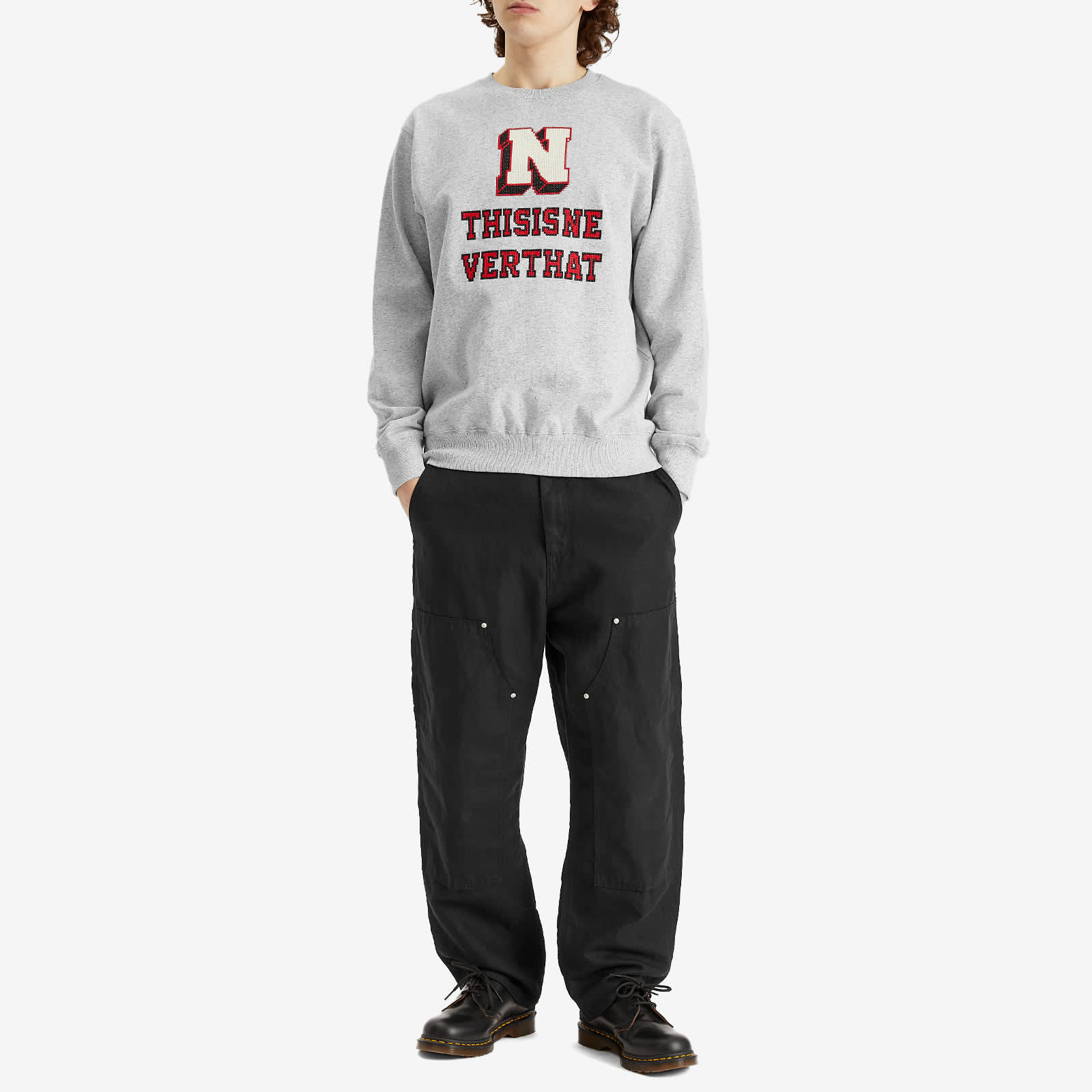 thisisneverthat Cross Stitched Crew Sweatshirt - Grey Heather