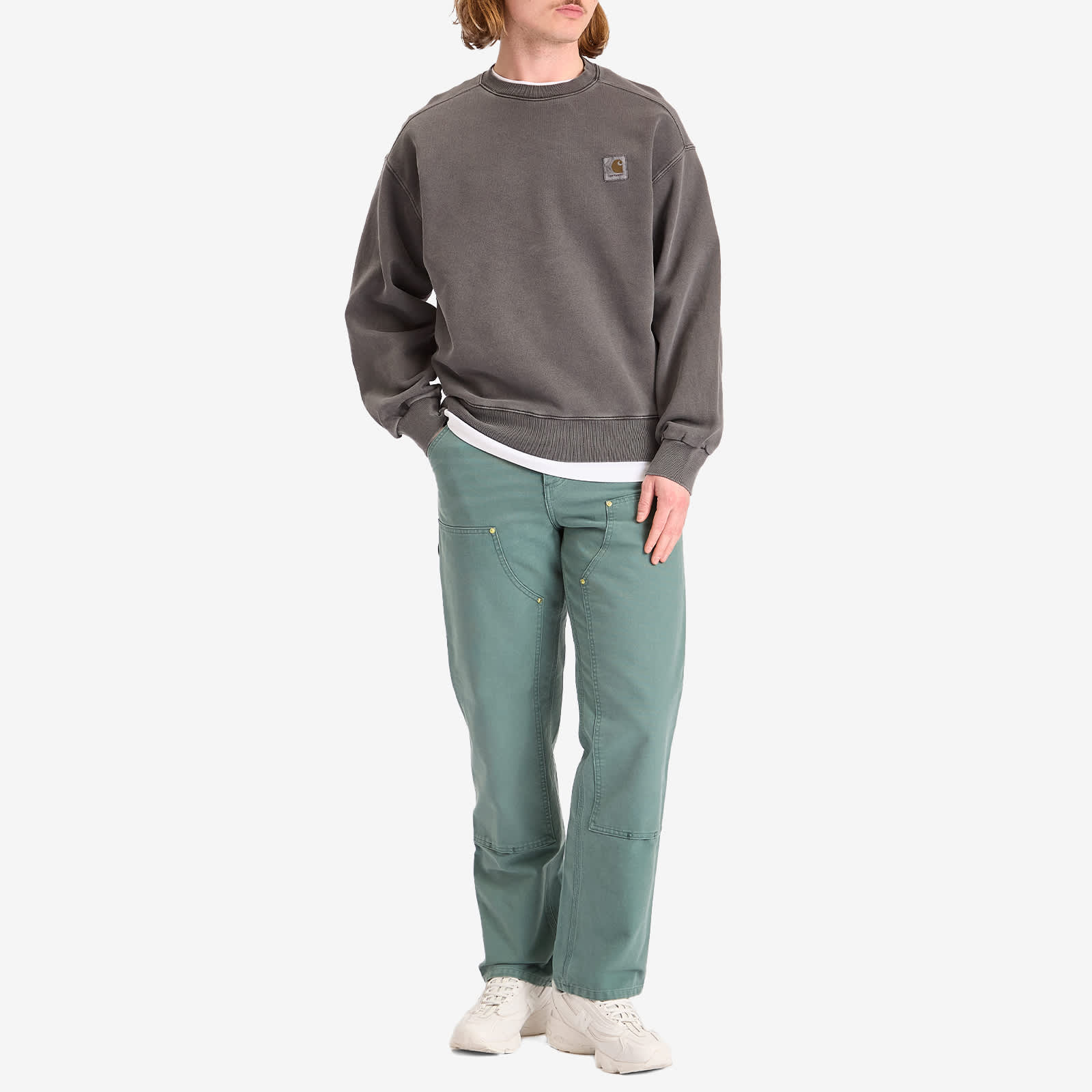 Carhartt WIP Double Knee Pants - Silver Pine Stone Canvas