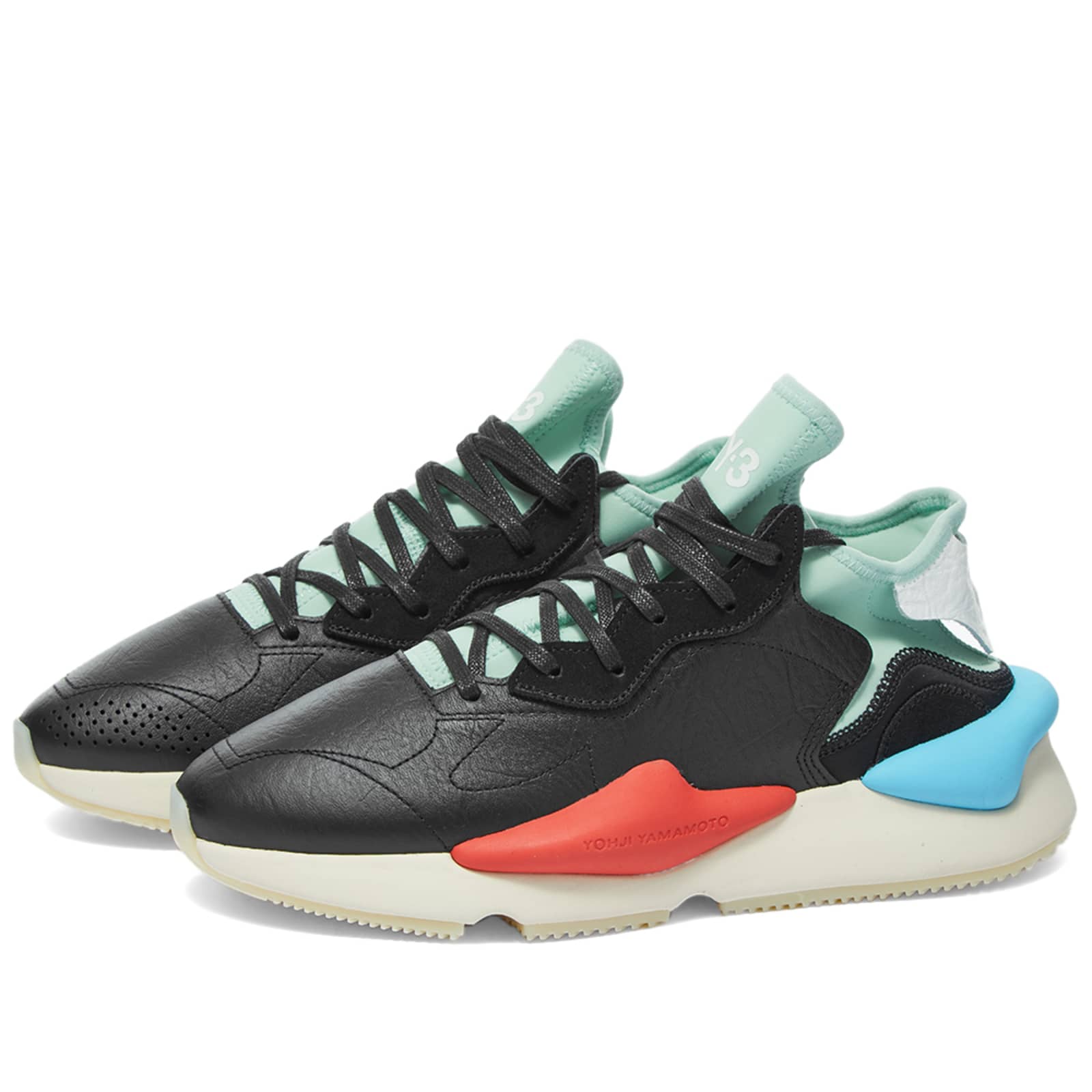 Y-3 Kaiwa - Black, Blush Green & Red