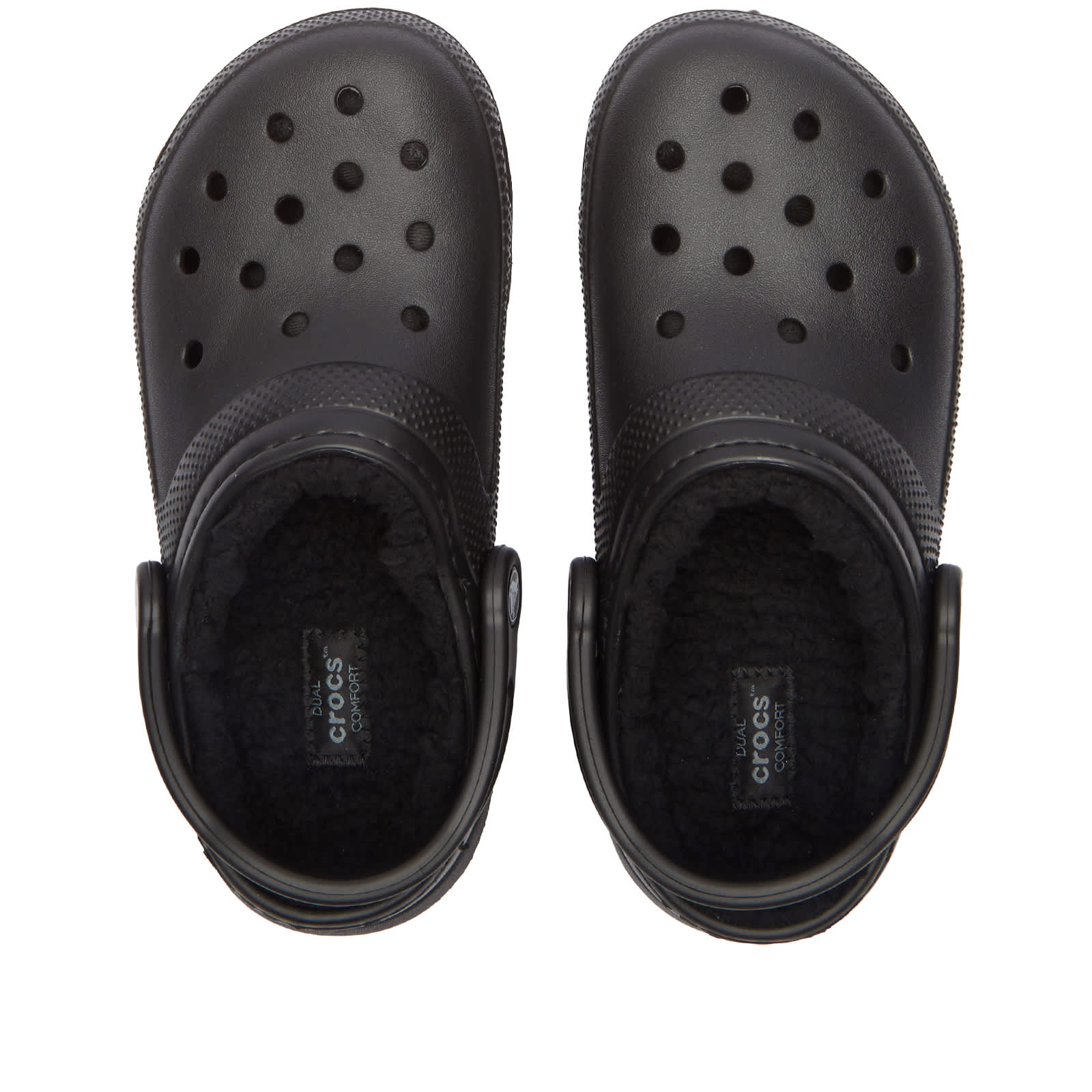 lined black crocs