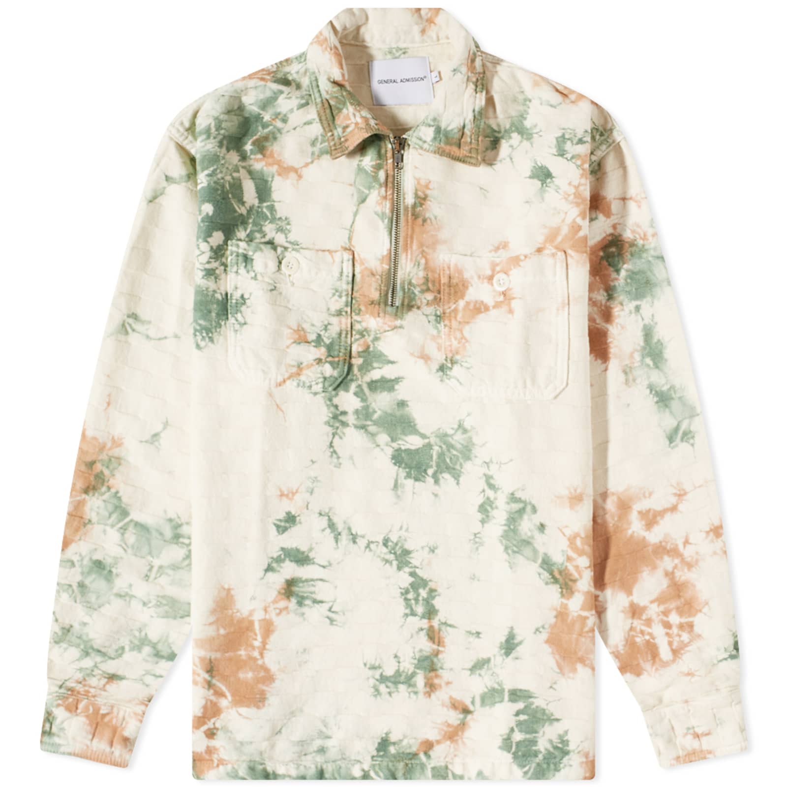 General Admission Half Zip Shirt Natural Tie Dye END.