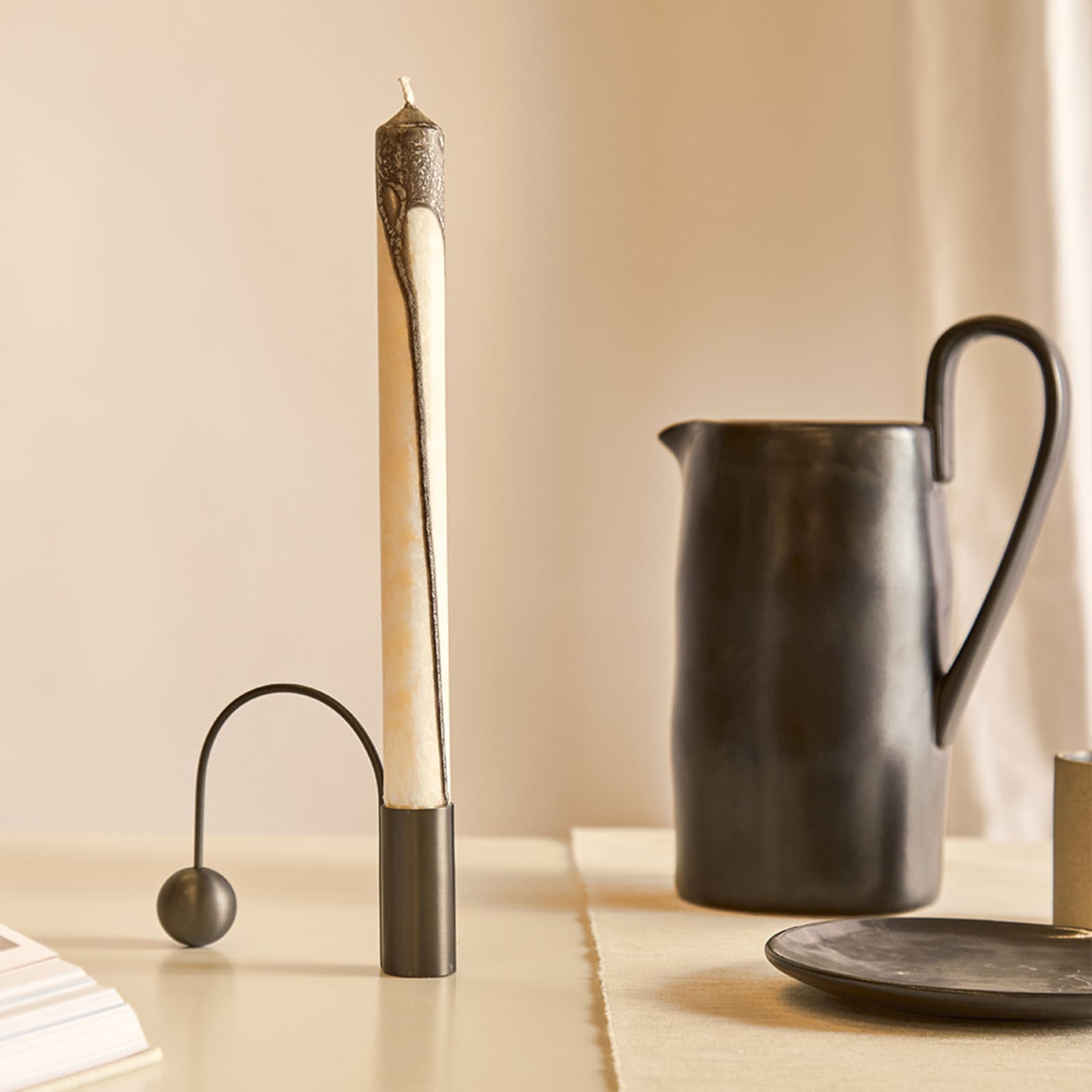 ferm LIVING Balance Candle Holder - Black Brass