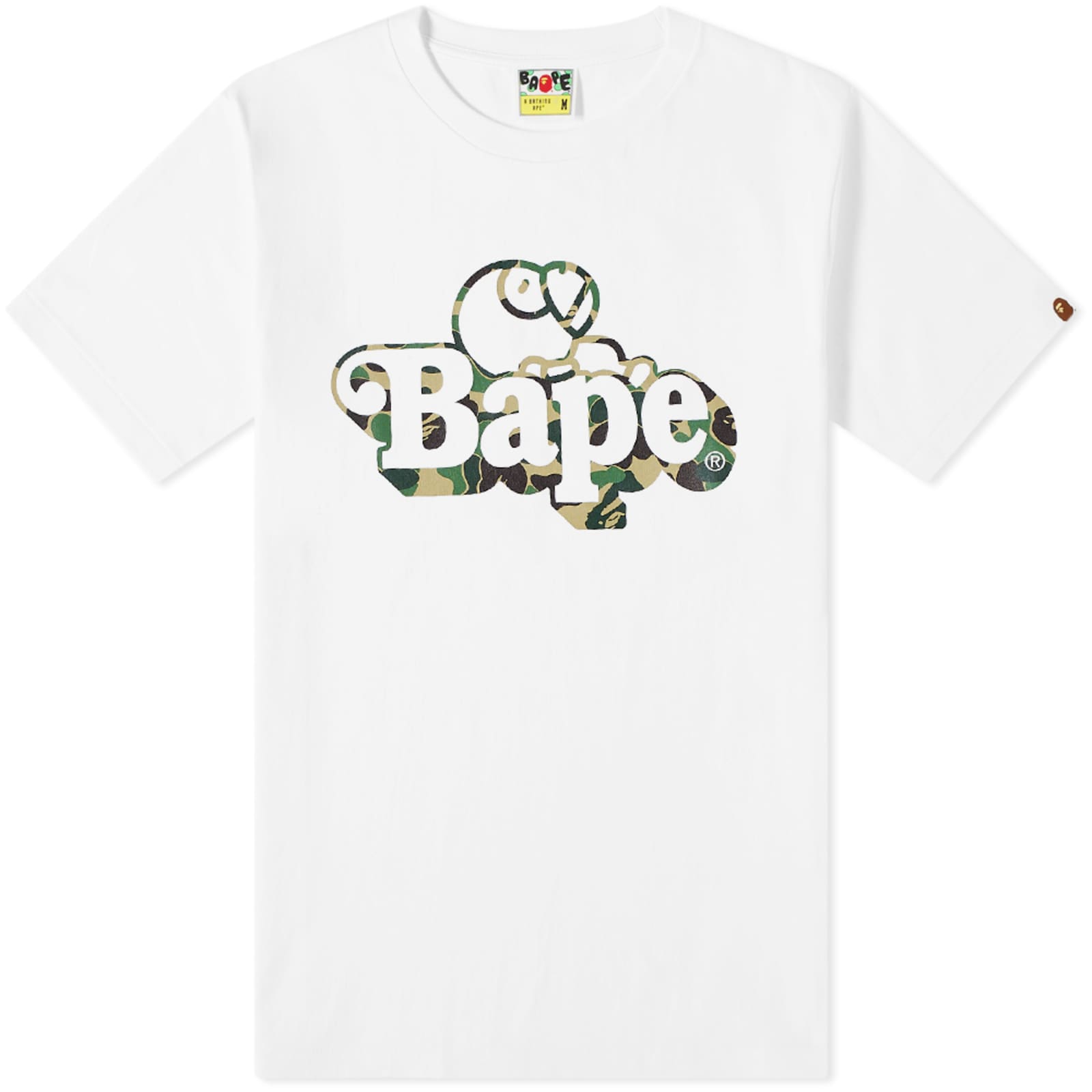 A Bathing Ape ABC Camo Milo On BAPE TShirt White & Green END. (UK)