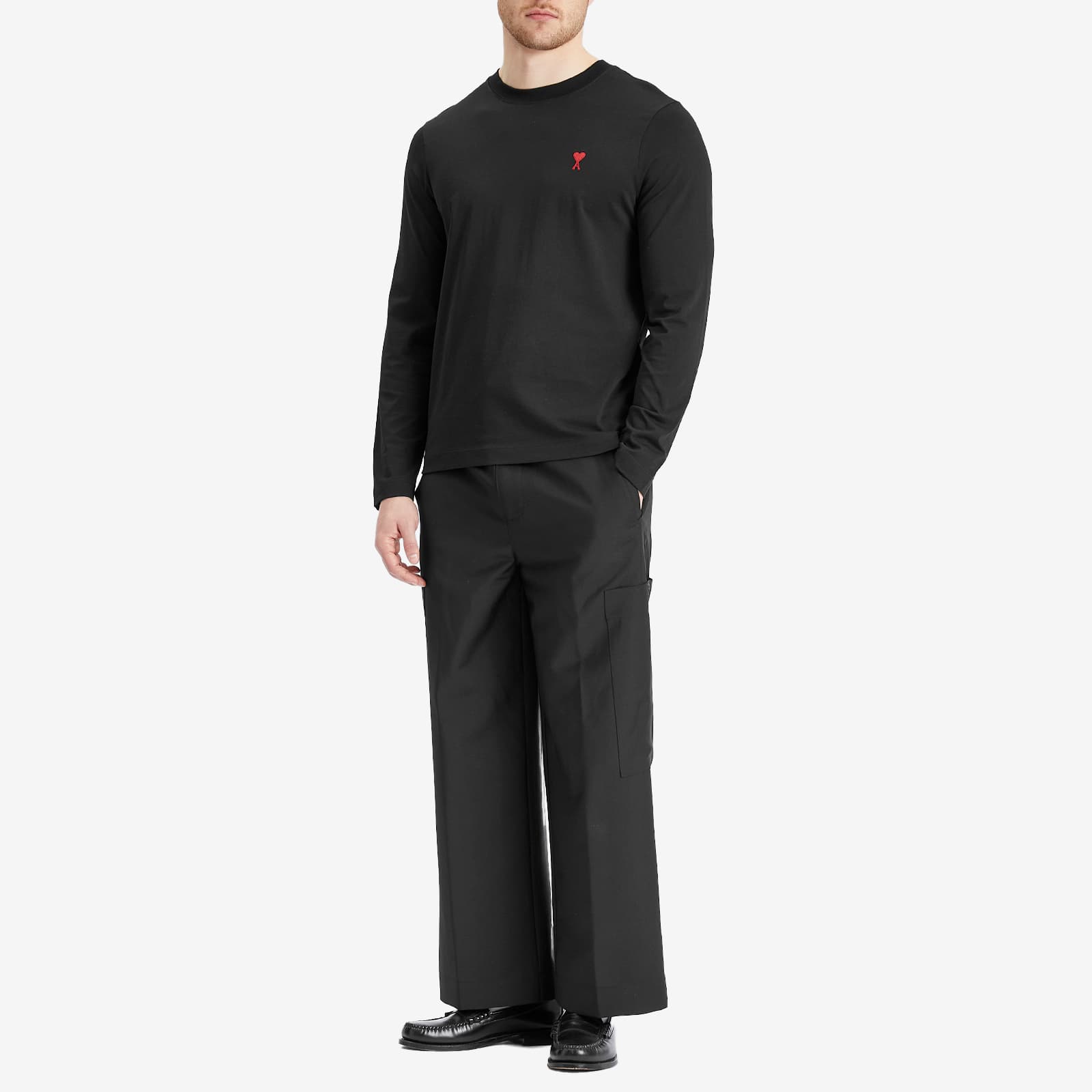 AMI Paris Small Red ADC Classic  Long Sleeve T-Shirt - Black