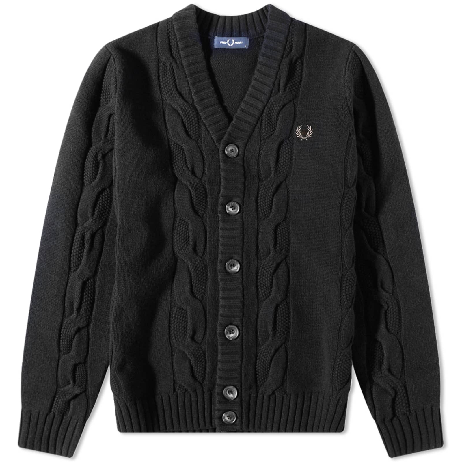 Fred Perry Textured Cable Knit Cardigan Black END. (GB)