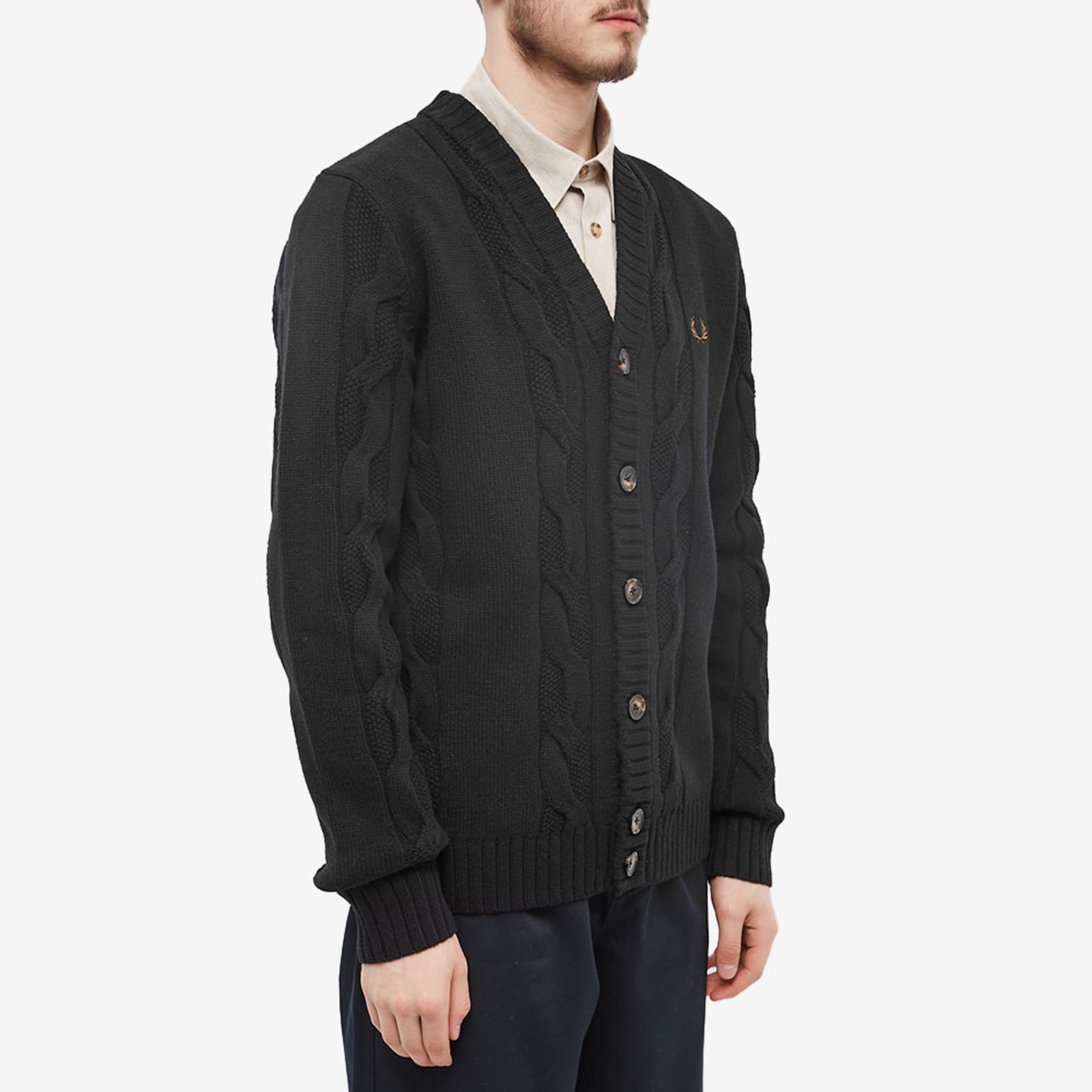 Fred Perry Textured Cable Knit Cardigan Black END. (GB)