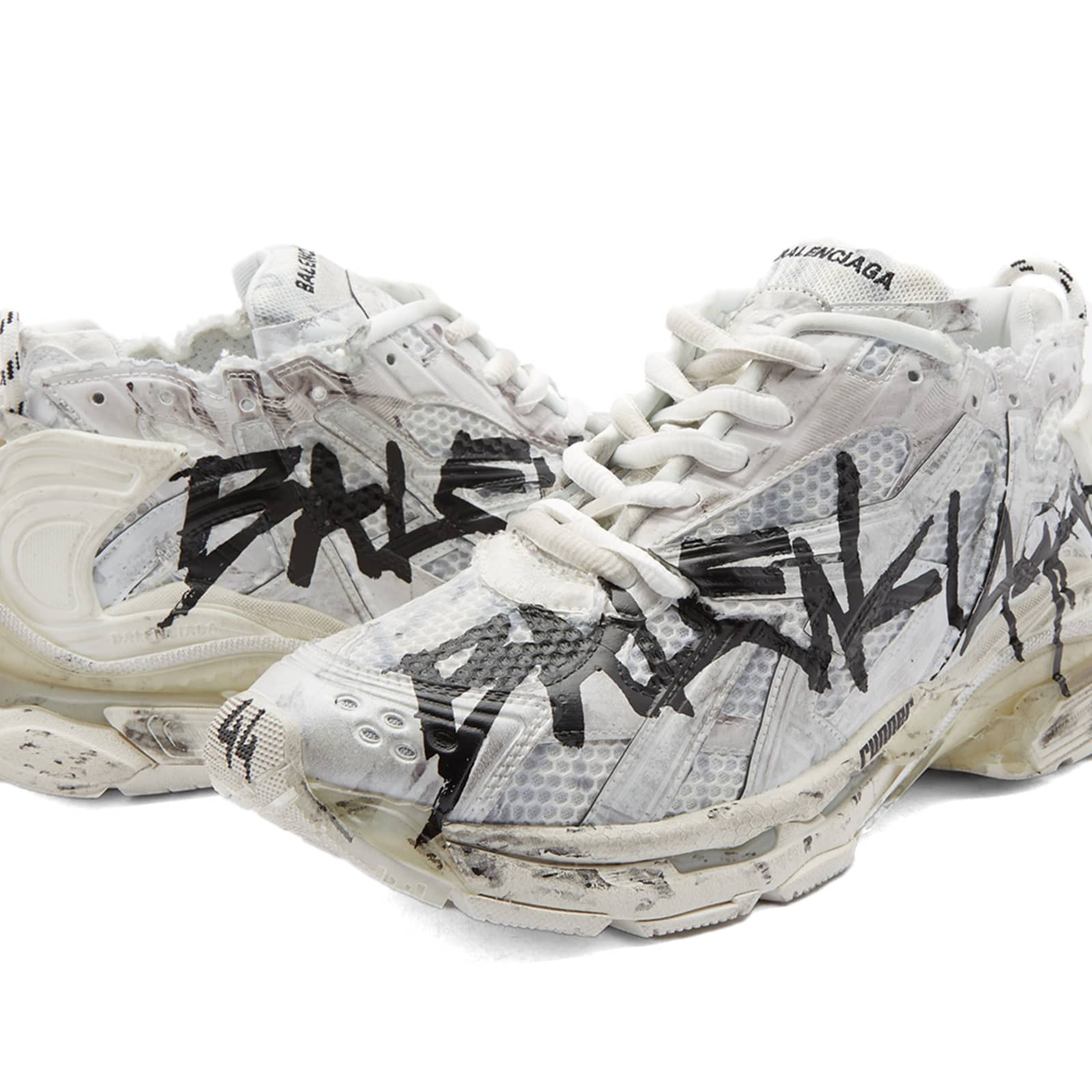 Balenciaga Graffiti Runner Sneaker White & Black | END. (US)