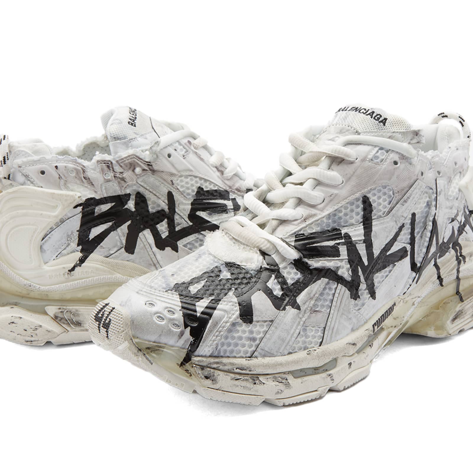 Balenciaga Graffiti Runner Sneaker - White & Black