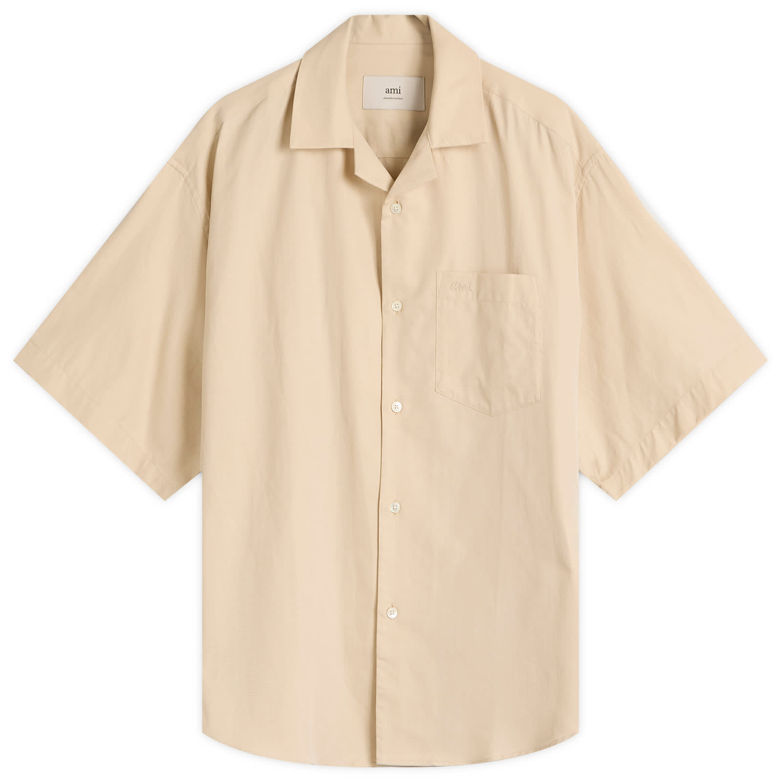 AMI Paris Cotton Short Sleeve Boxy Shirt - Gingembre