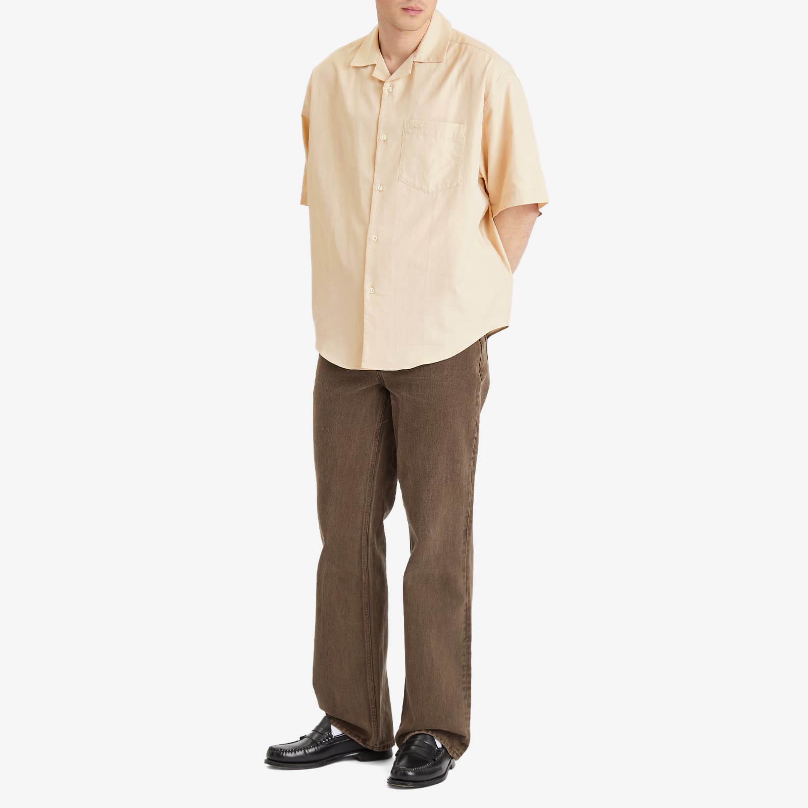 AMI Paris Cotton Short Sleeve Boxy Shirt - Gingembre