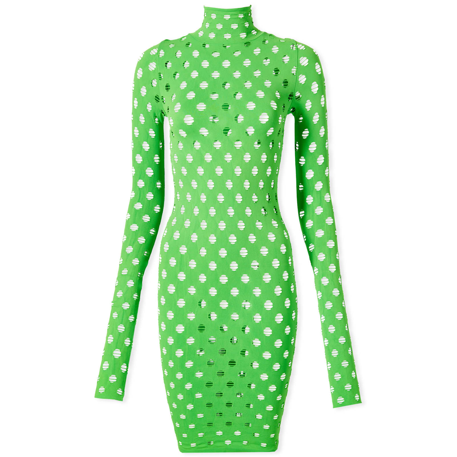 Maisie Wilen Perforated Turtleneck Mini Dress Chartreuse | END. (Global)