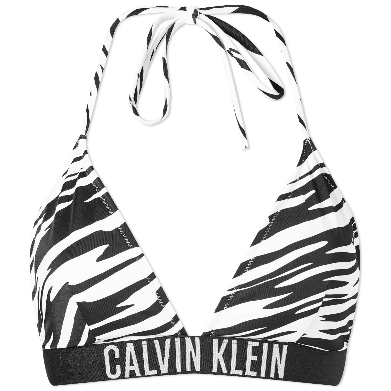 CK Swim Fixed Triangle Bikini Top Ip Zebra Aop | END. (US)