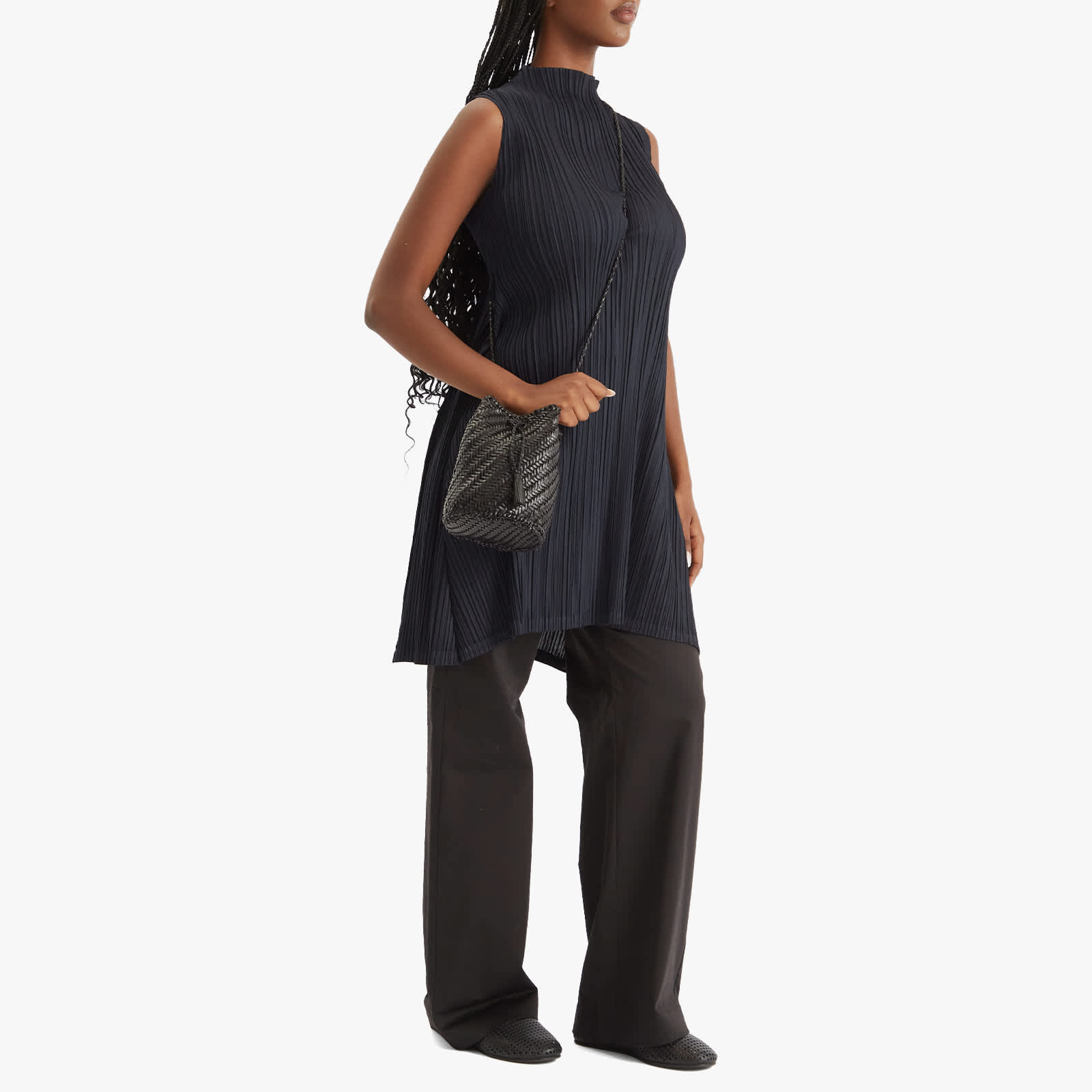Issey Miyake Pleats Please high neck tunic with slits