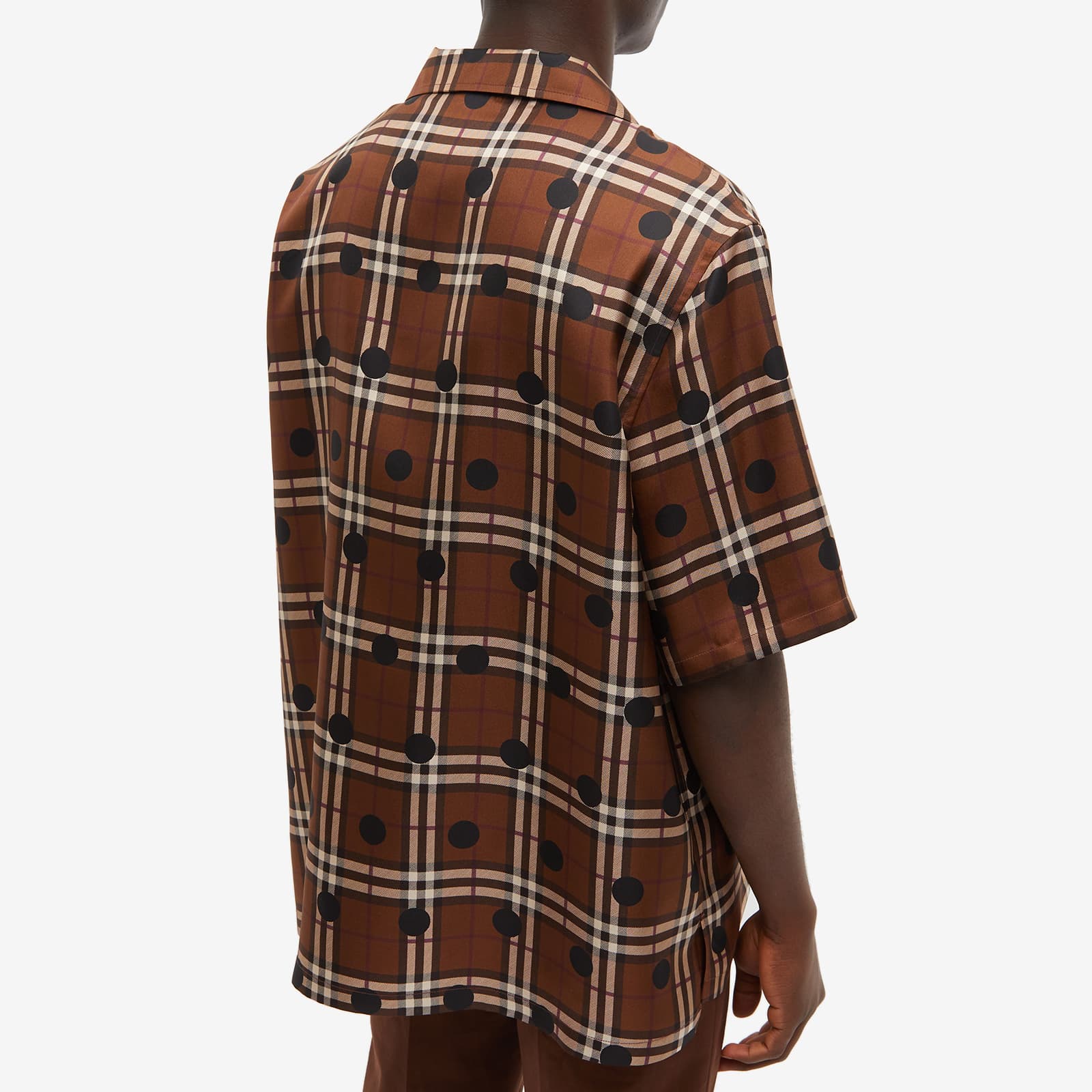 Burberry Havana Polka Dot Check Vacation Shirt - Dark Birch Brown