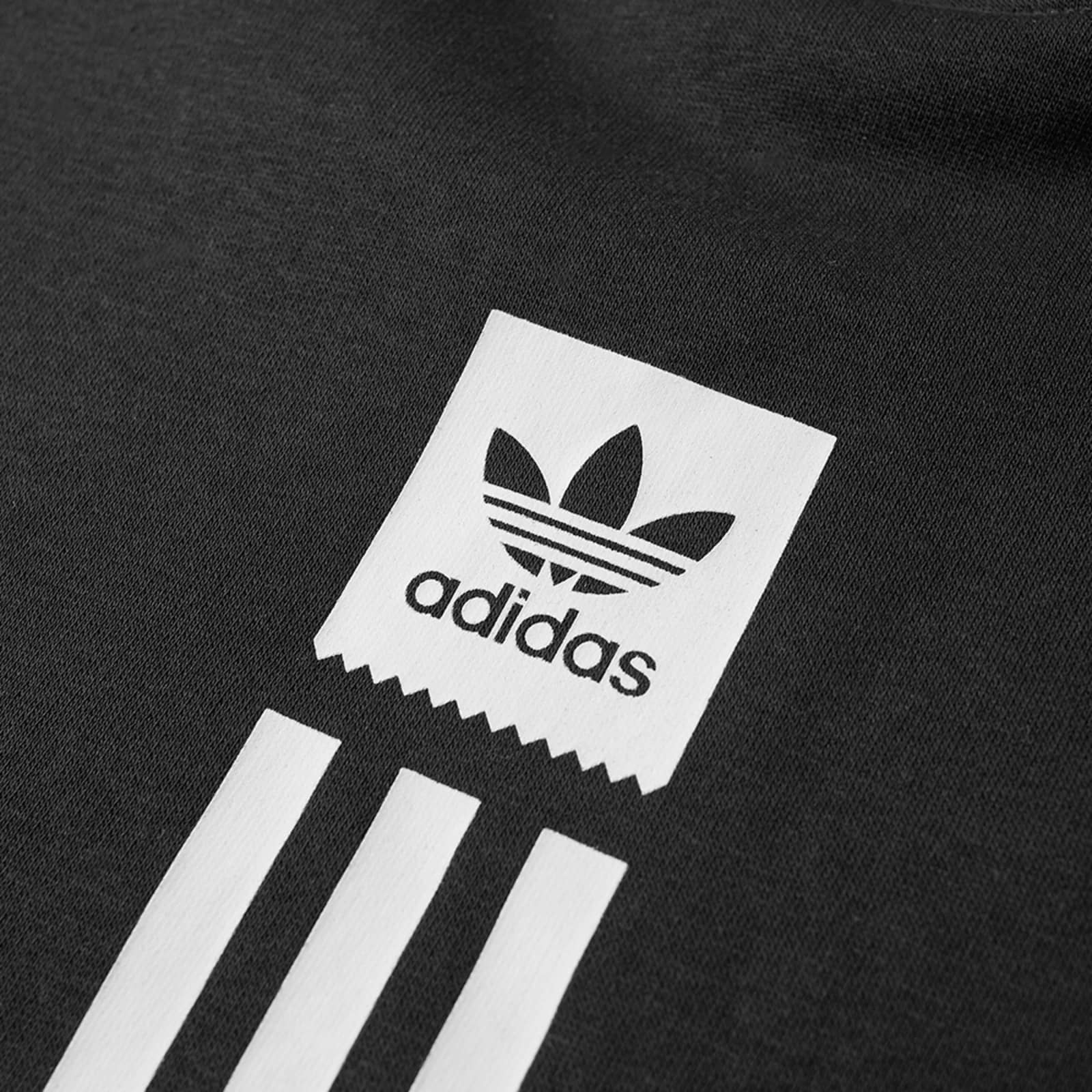 Adidas Three Stripe Popover Hoody - Black & White