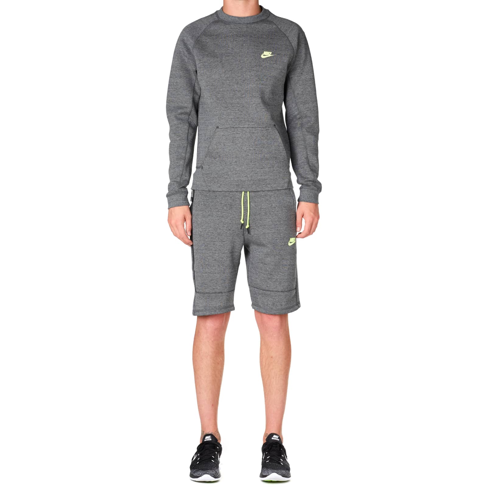 Nike Tech Fleece Short Tumbled Grey & Volt END.