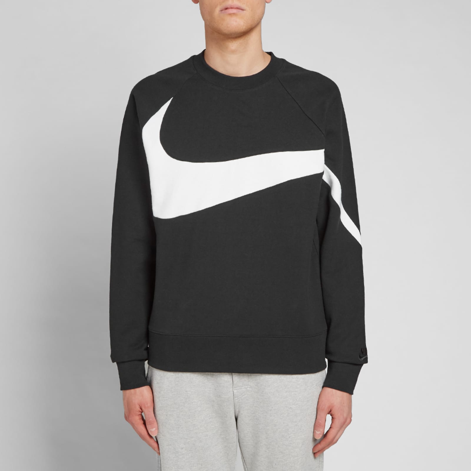 Nike Big Swoosh Crew Sweat Black & White END.