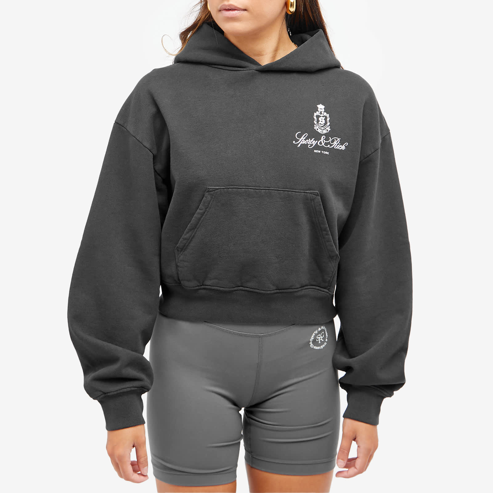 Sporty & Rich Vendome Cropped Hoodie Black & White END. (GB)