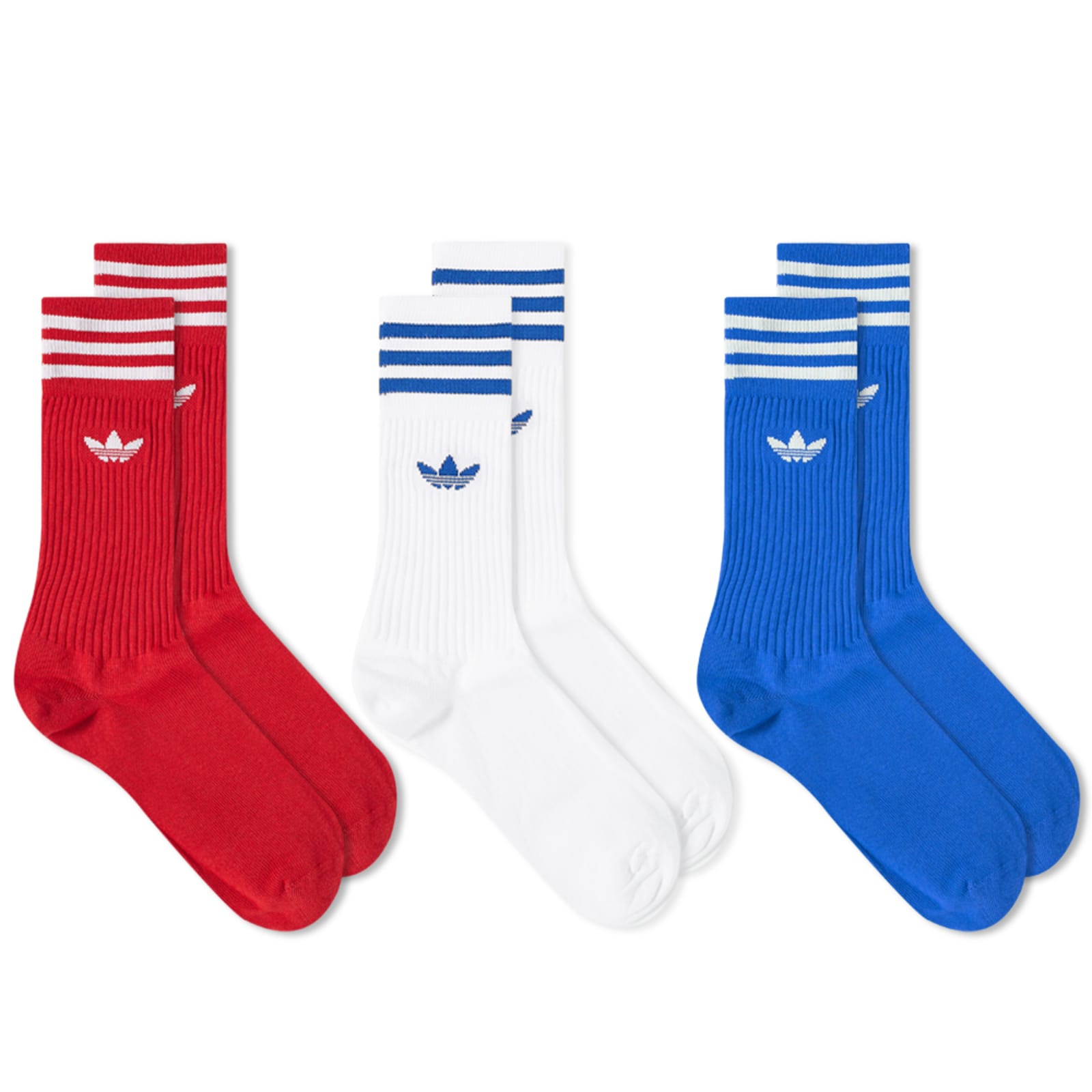 Adidas Solid Crew Sock - White, Red & Blue