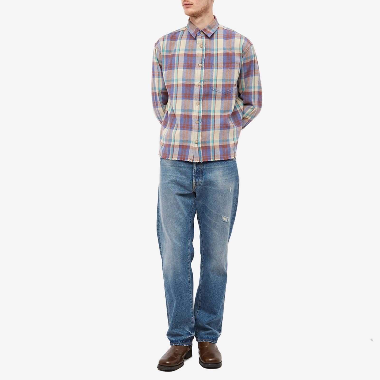 John Elliott Hemi Oversized Shirt Burgundy & Navy END.