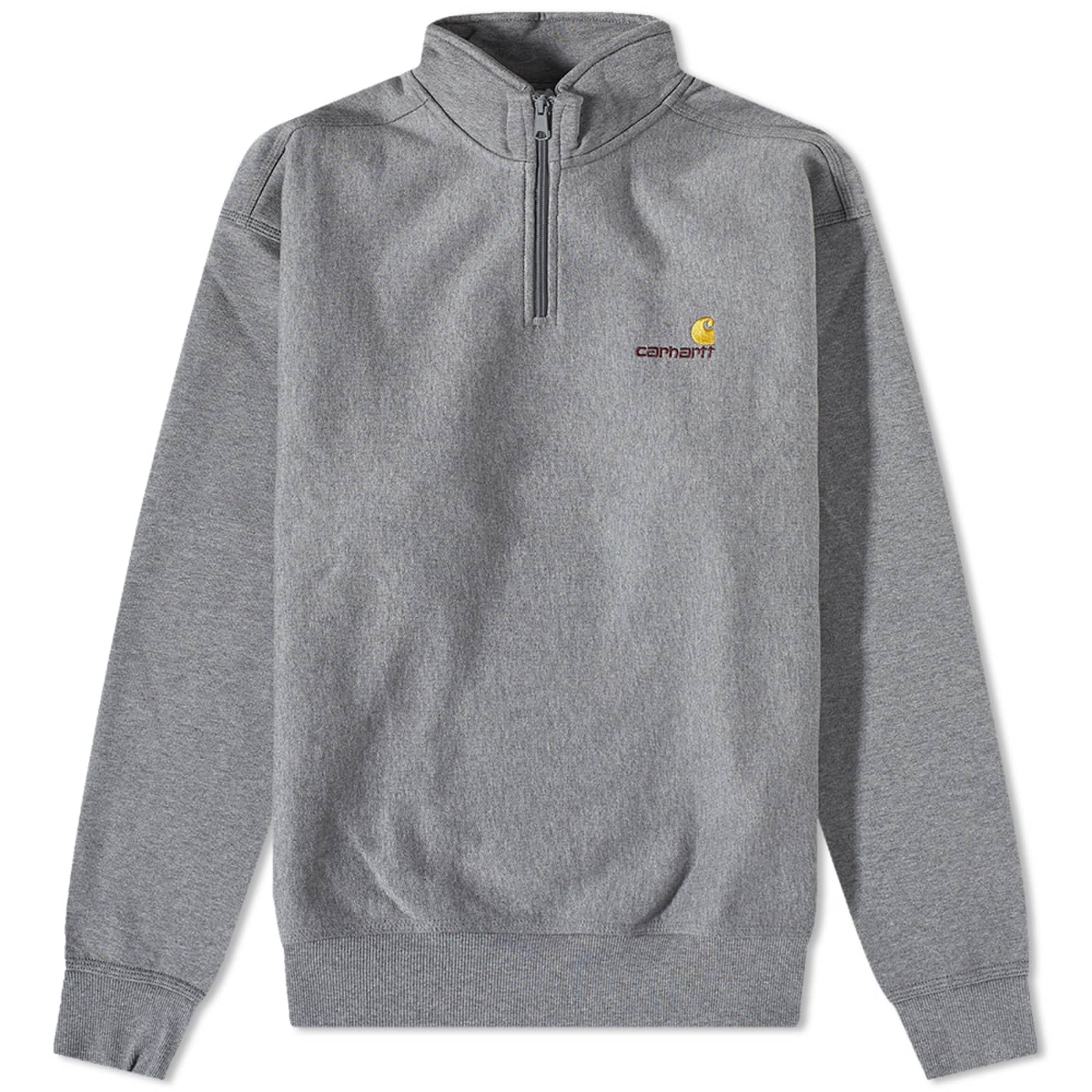 Carhartt WIP Half Zip American Script Sweat - Dark Grey Heather